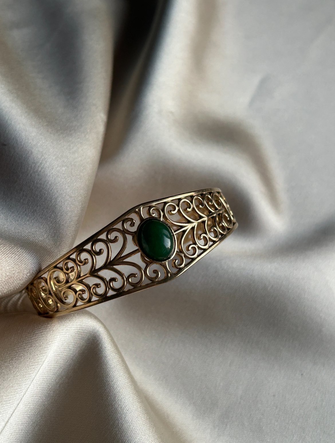 Yeşil Taş Vintage Model İşleme Bileklik