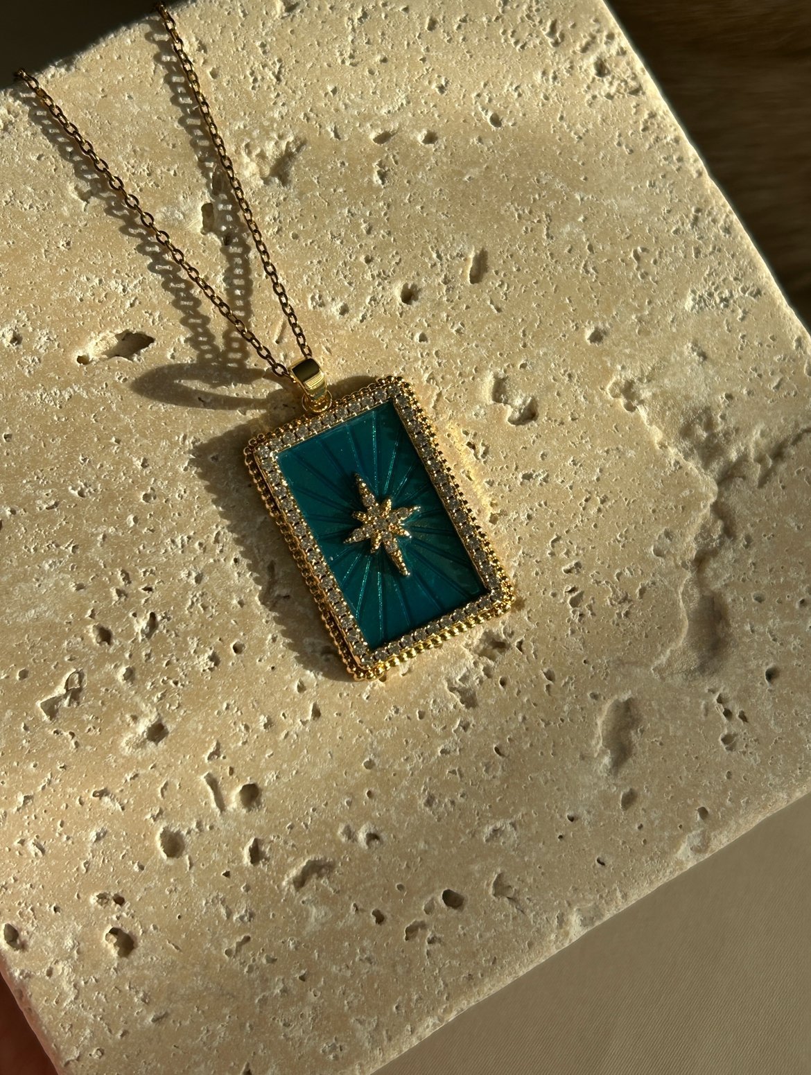 Mavi Plaka Kuzey Yıldızı Çelik Kolye