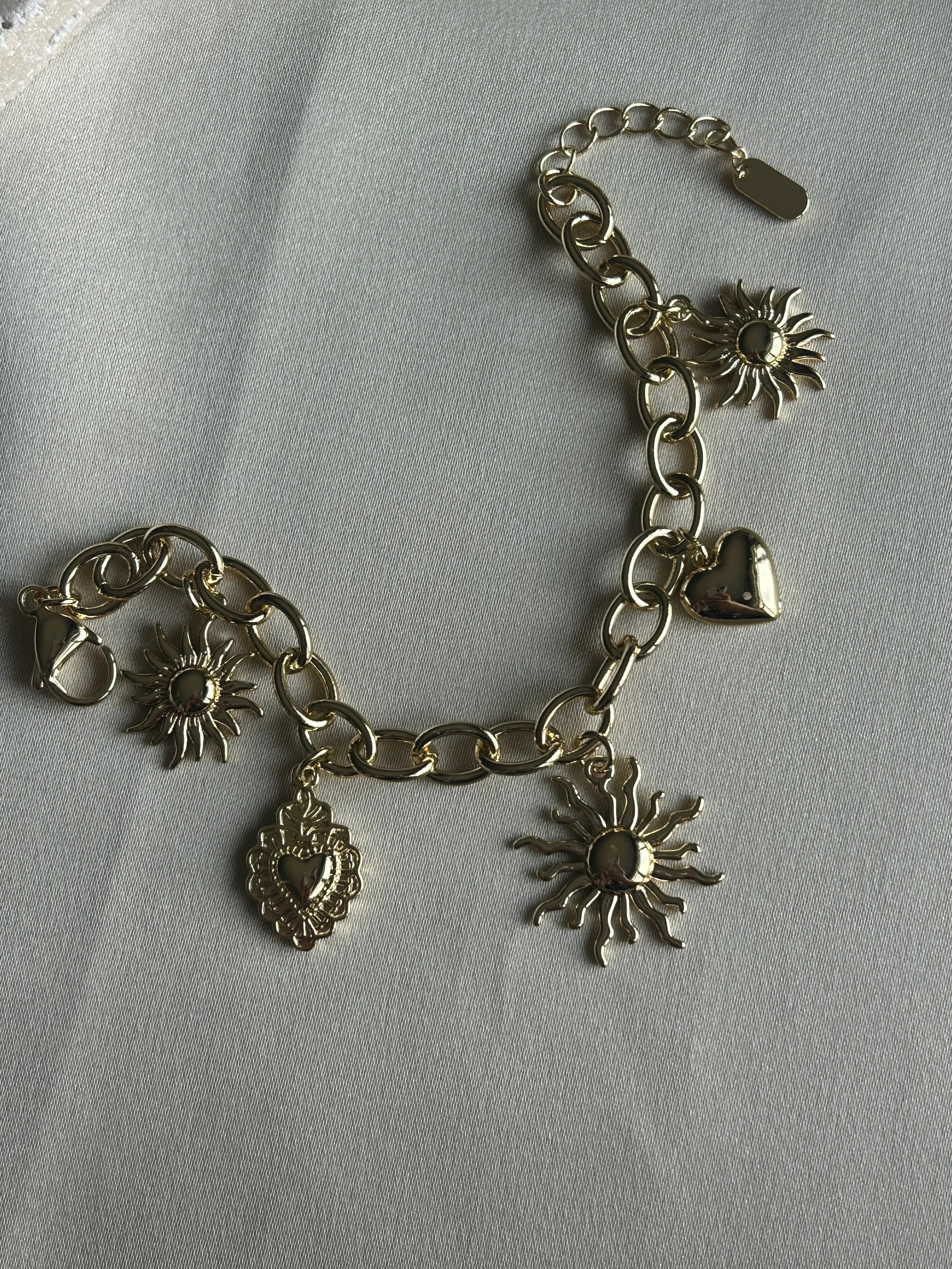 Güneş Kalp Charm Bileklik ( 14k Renk )