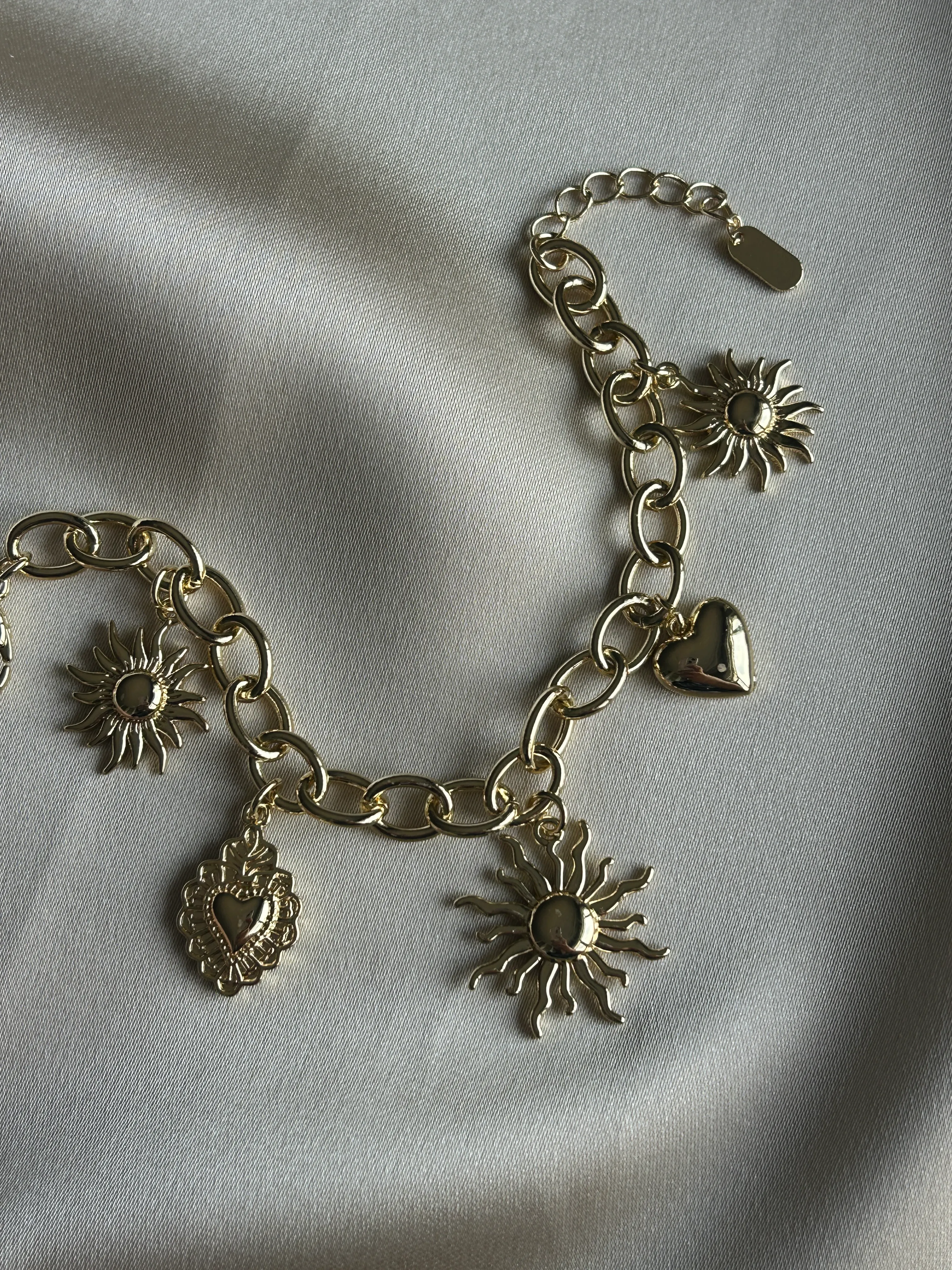 Güneş Kalp Charm Bileklik ( 14k Renk )