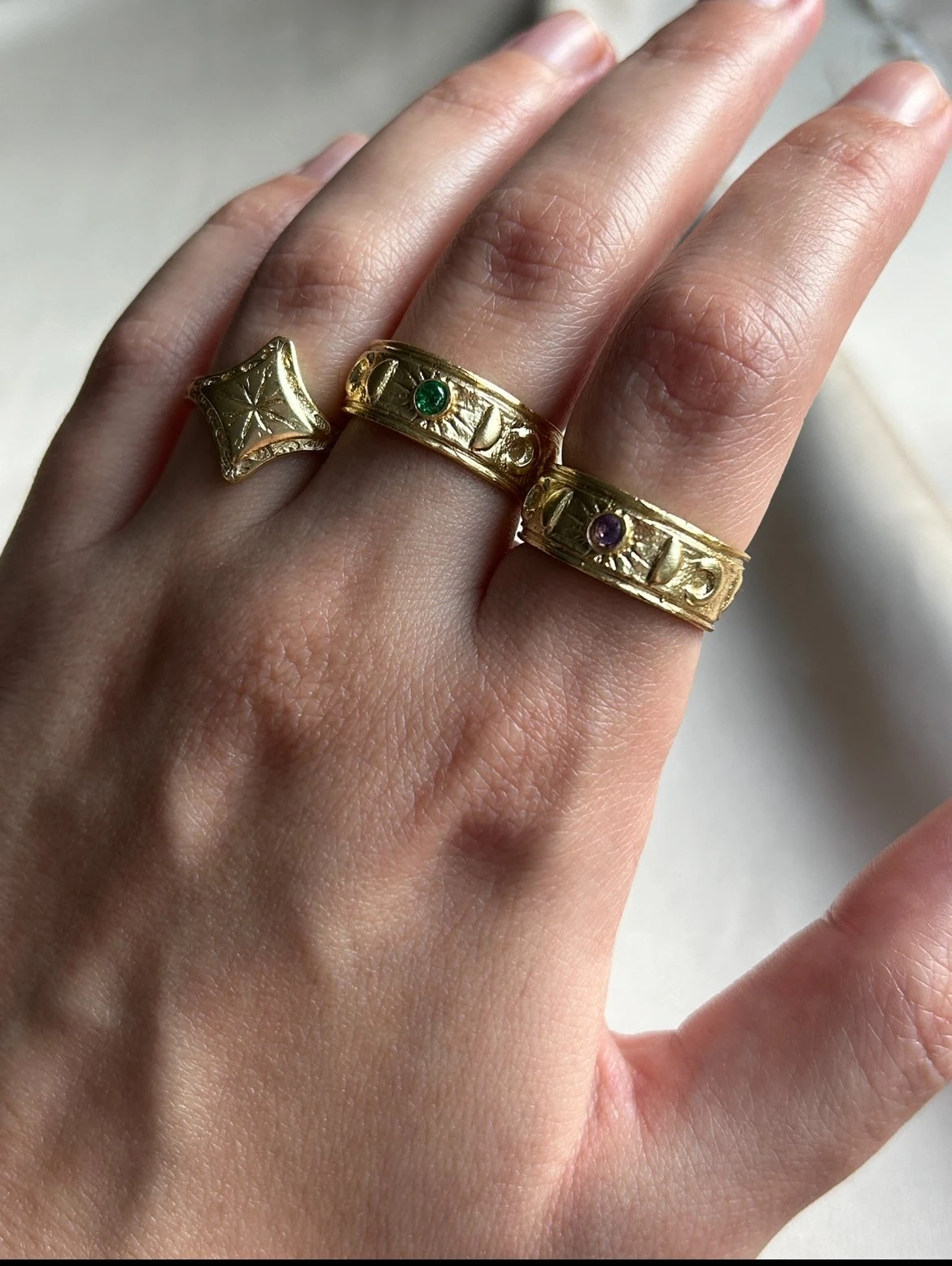 Mor Taş Boho Yüzük