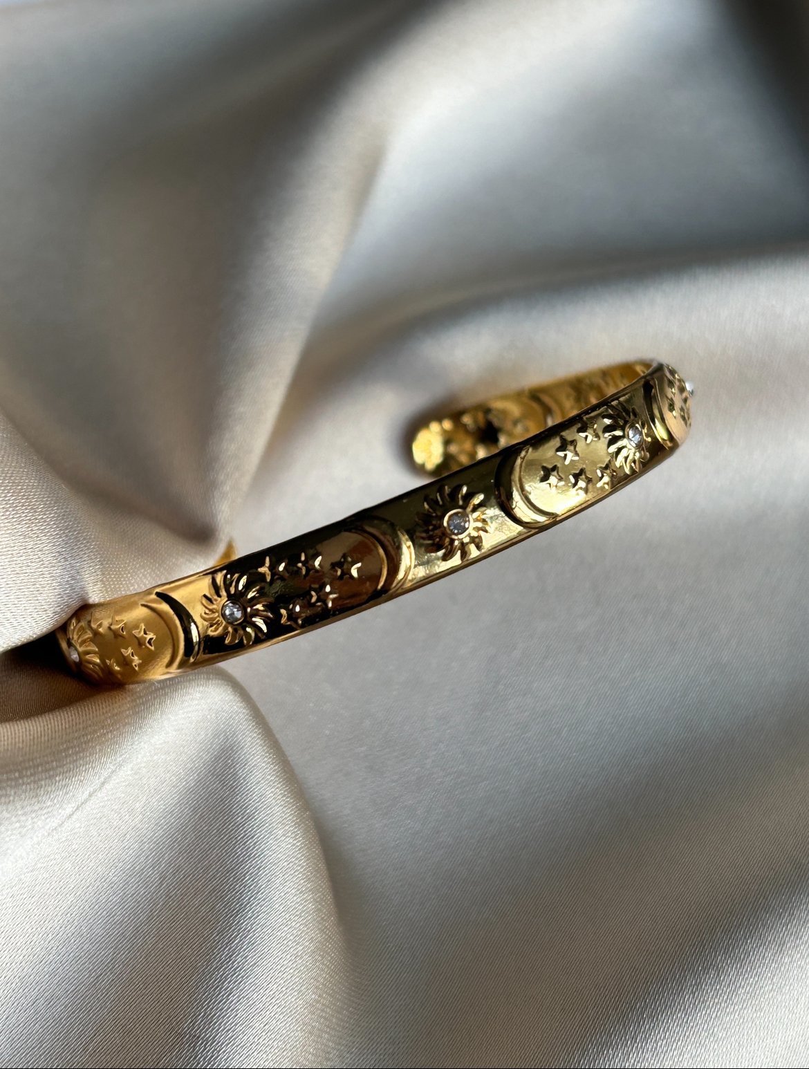 Ay ve Güneş Bileklik ( parlak beyaz taşlı )