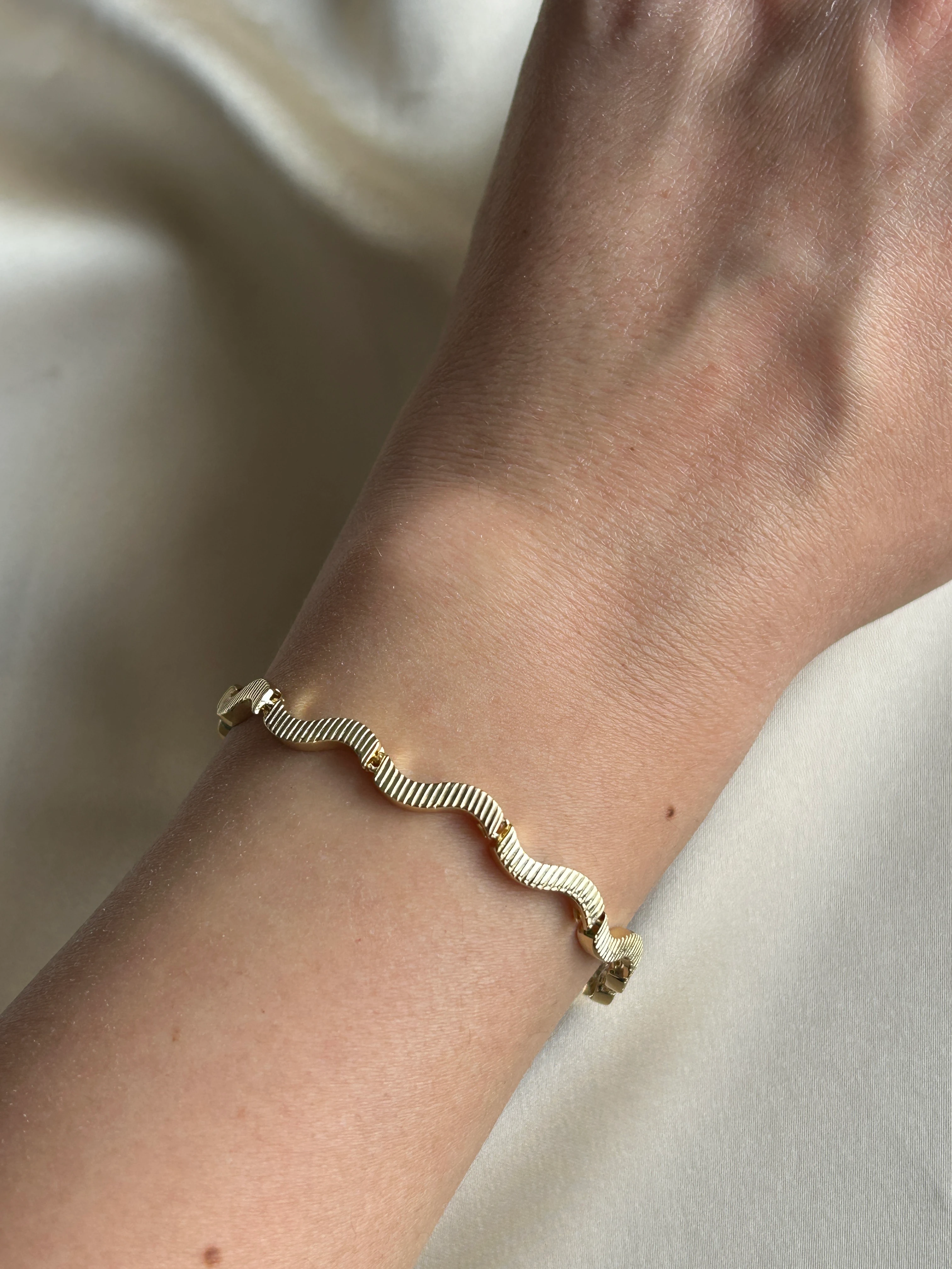 S - Zikzak Model Bileklik ( 14k Renk )