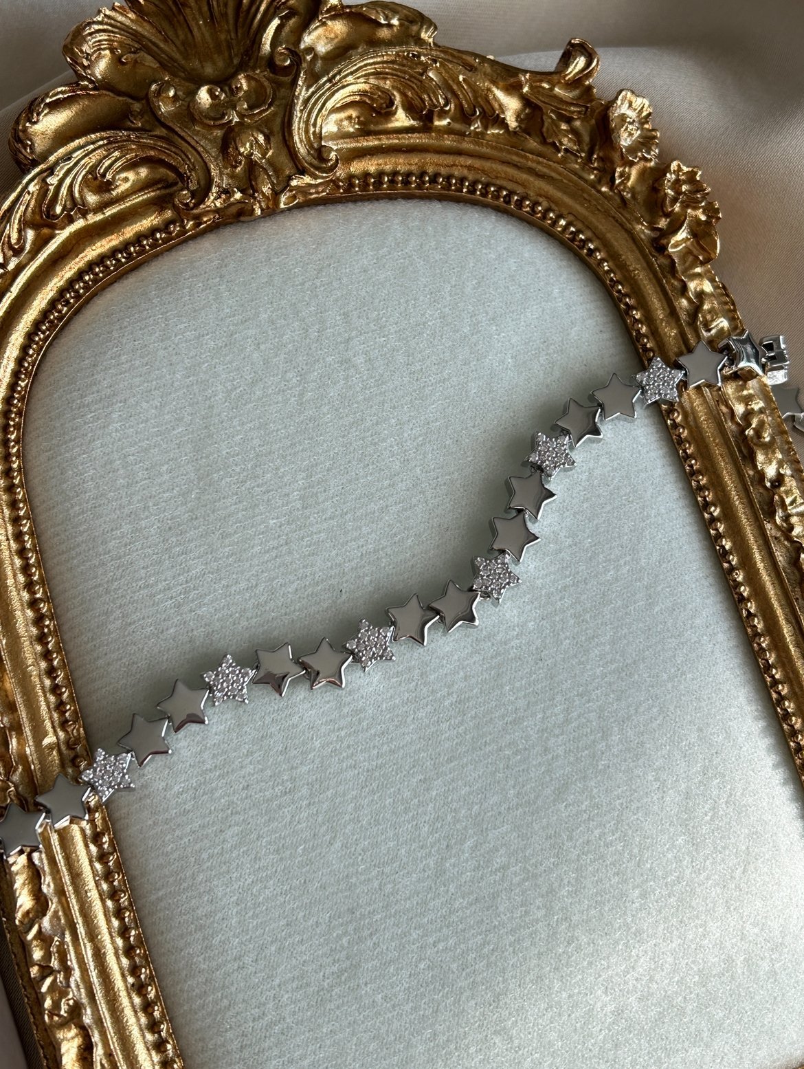 Ara Taşlı Yıldız Yolu Bileklik (Gümüş Renk )