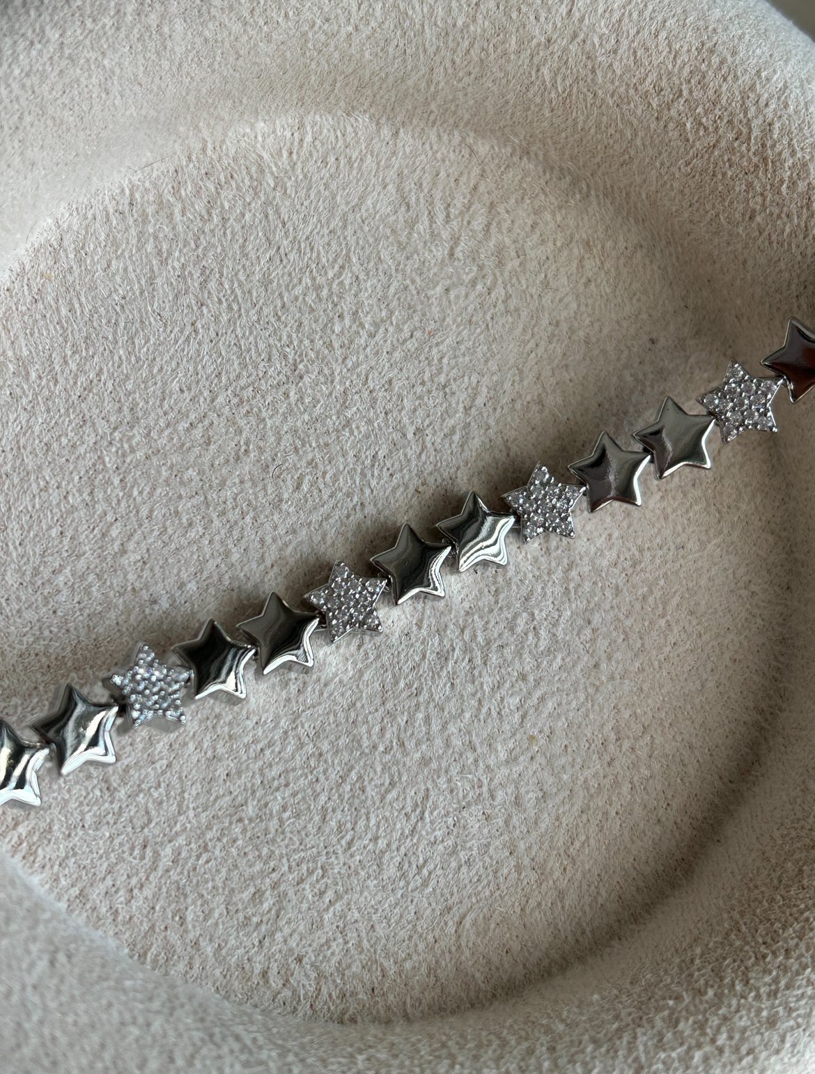 Ara Taşlı Yıldız Yolu Bileklik (Gümüş Renk )