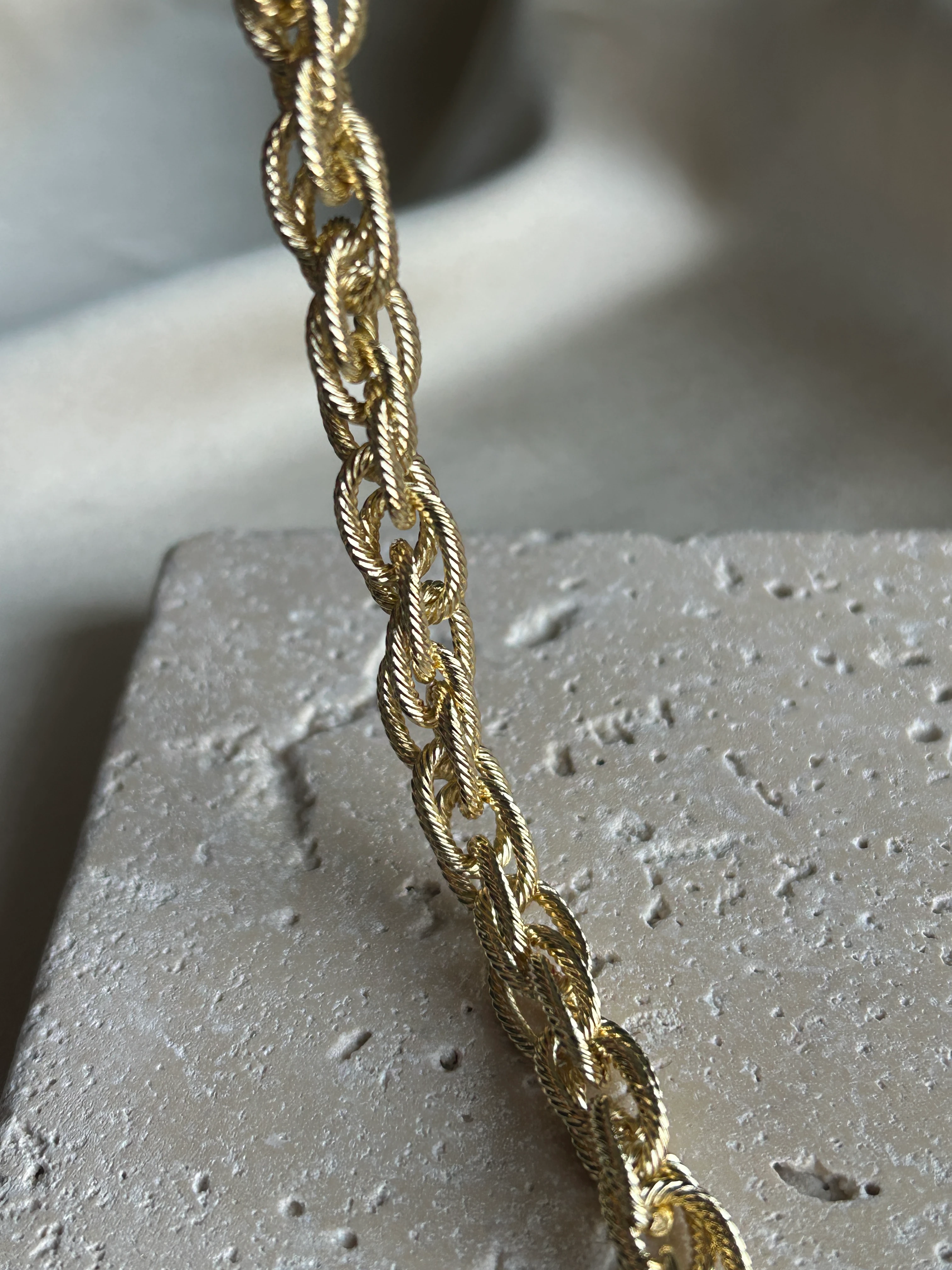 Kalın Zincir Geçme Bileklik ( 14k Renk )