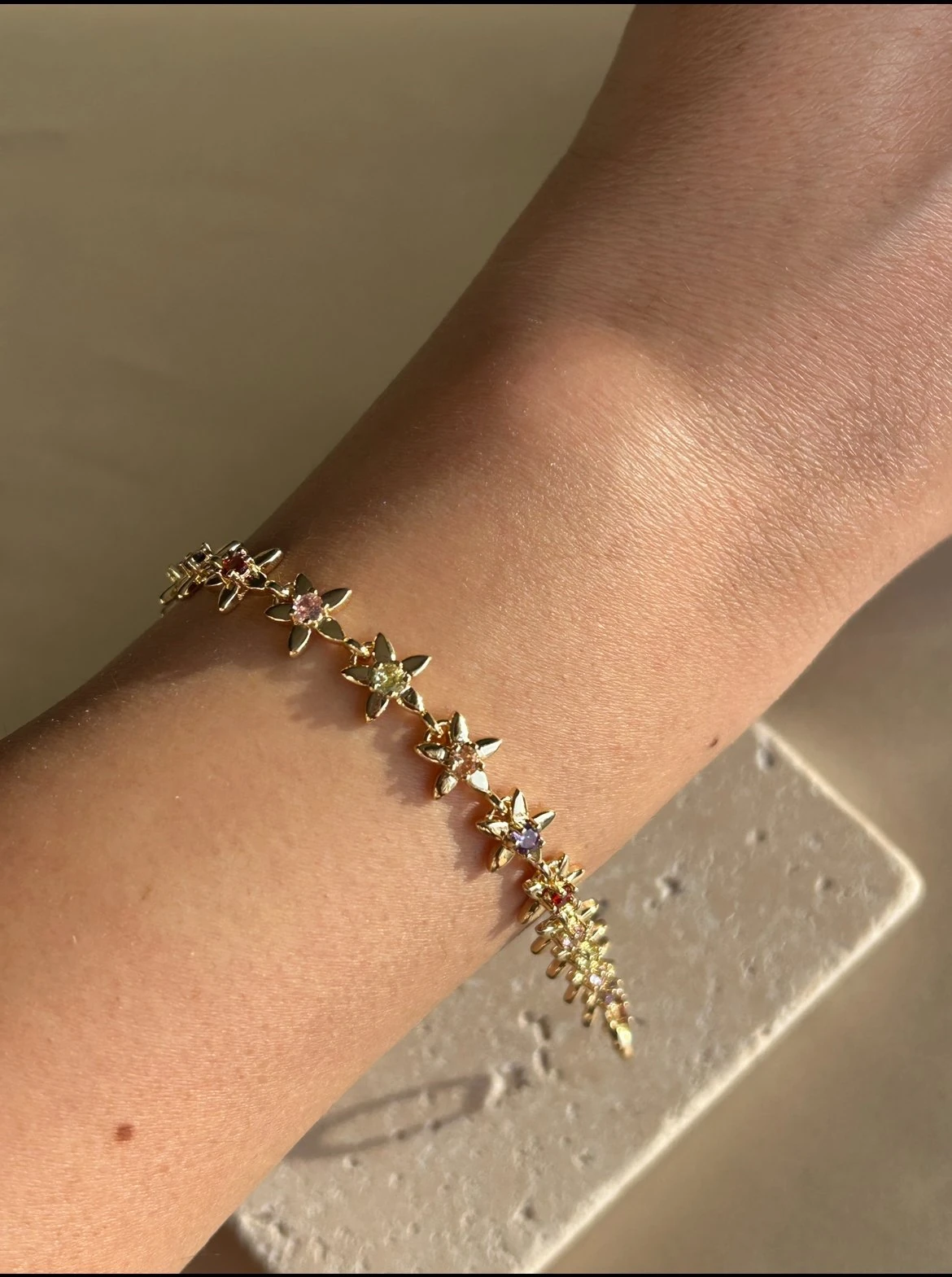 Renkli Taş Yıldız Bileklik ( 14k Renk )