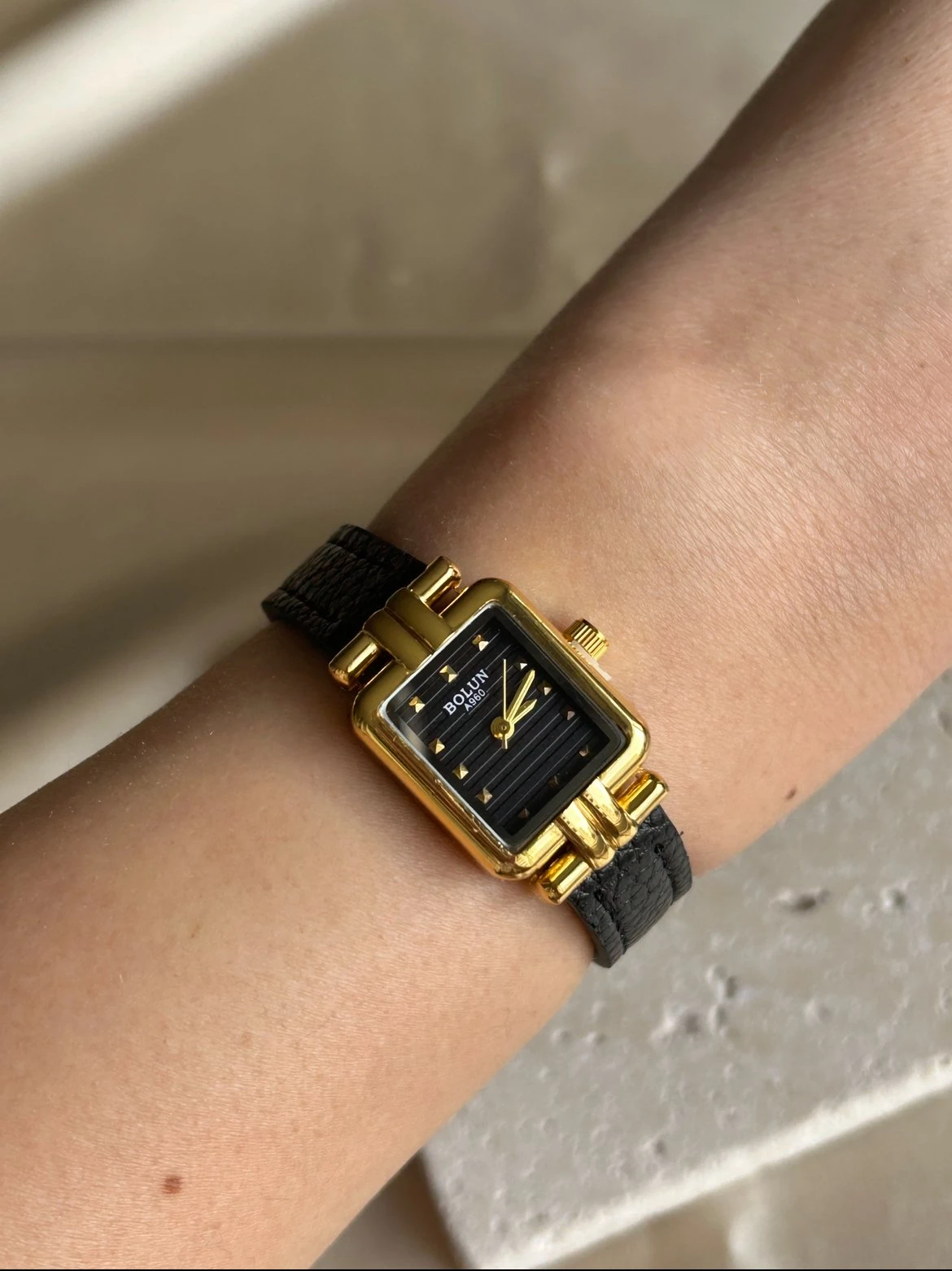 Mini Kare Model Siyah Kordon Saat