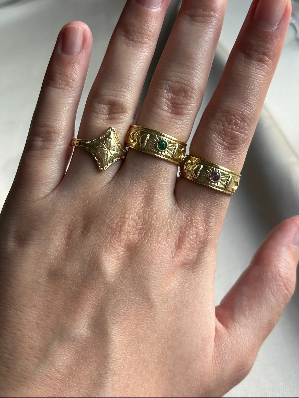 Yeşil Taş Boho Yüzük