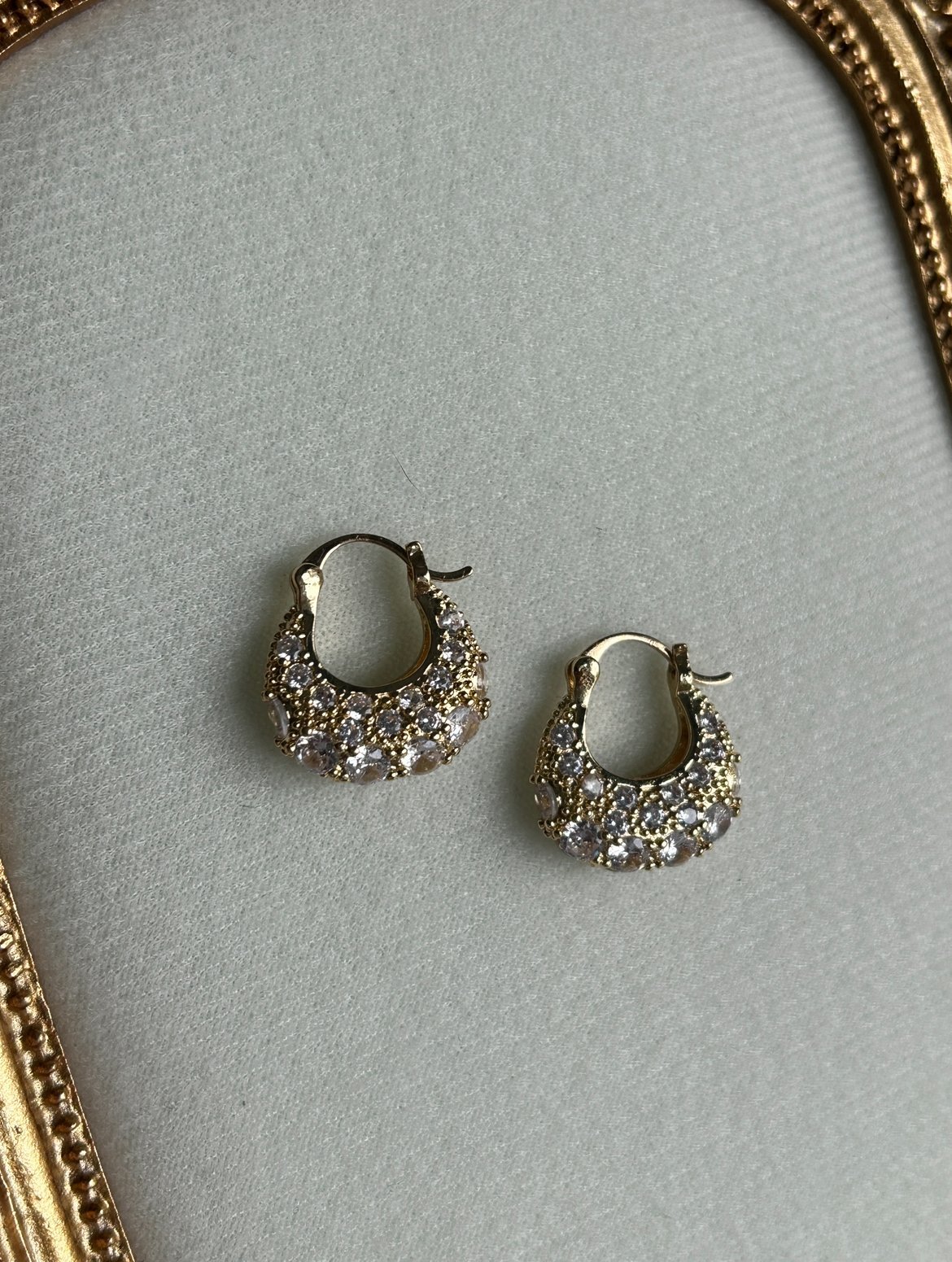 Taşlı Sepet Model Küpe ( 14k Renk )