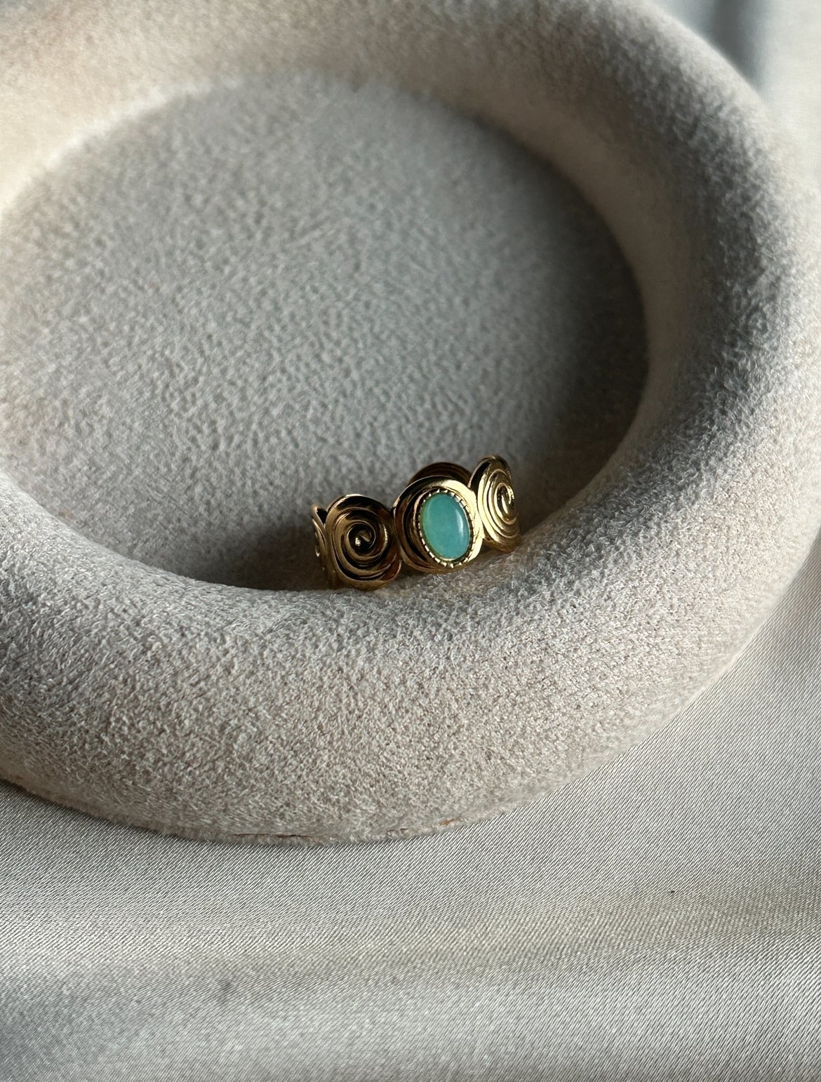 Turkuaz Taş Spiral Model Yüzük