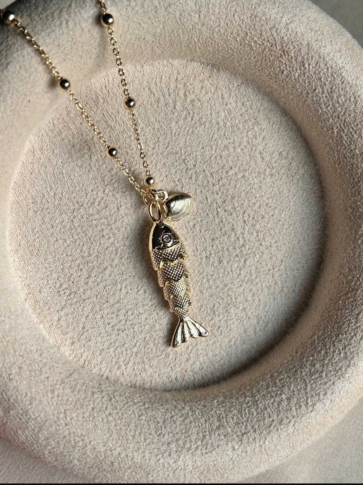 Hareketli Balık Kolye ( 14k Renk) (60 cm )