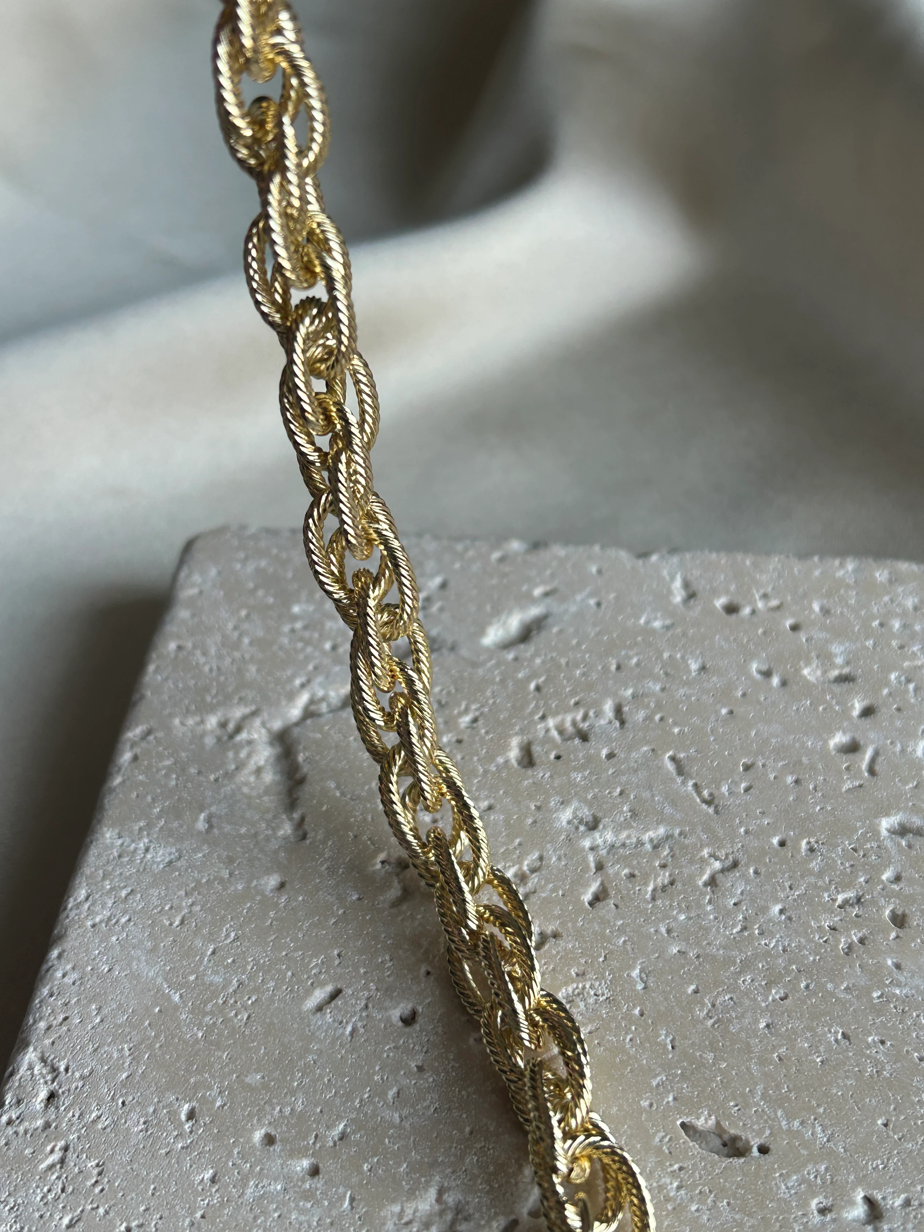 Kalın Zincir Geçme Bileklik ( 14k Renk )