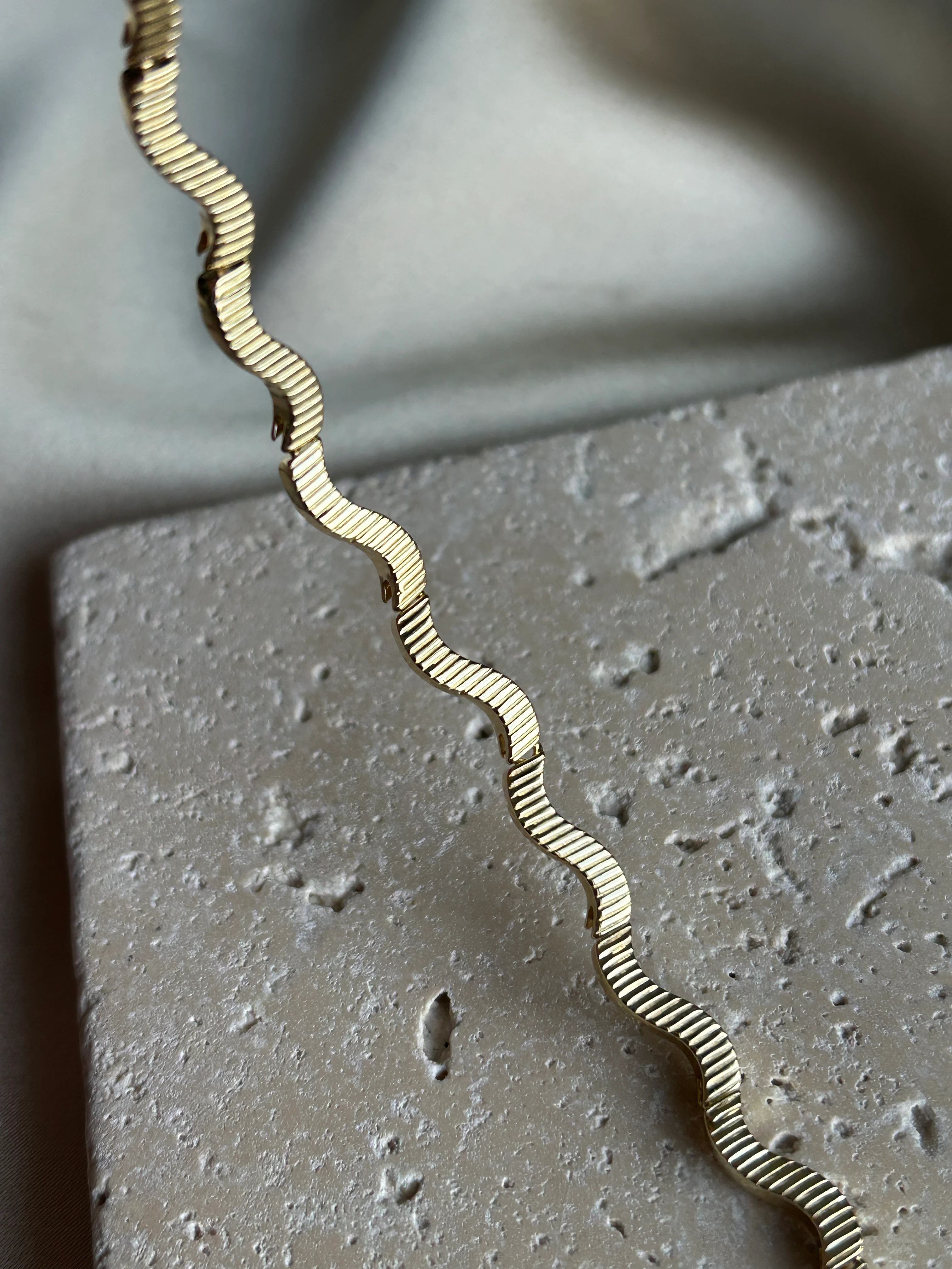 S - Zikzak Model Bileklik ( 14k Renk )