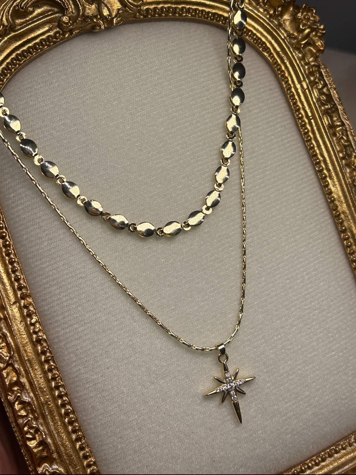 İkili Kuzey Yıldızı Kolye (14k Renk )