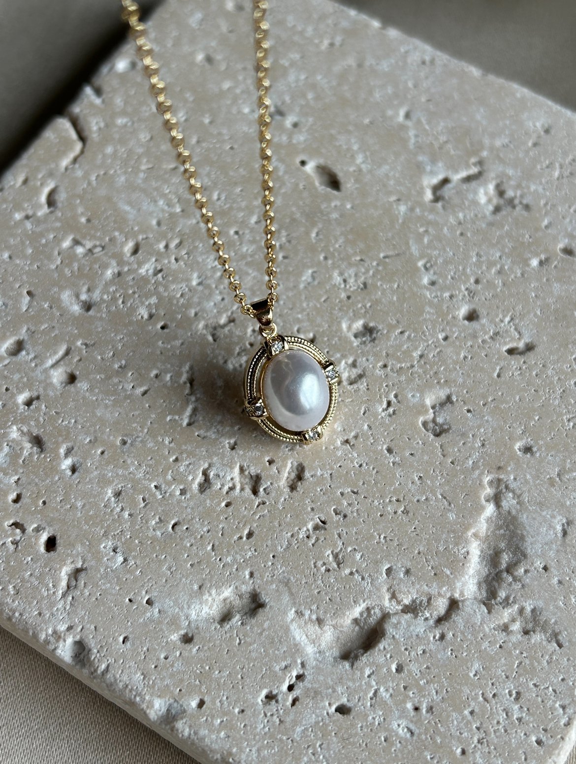 İnci Model Kolye (14k Renk)