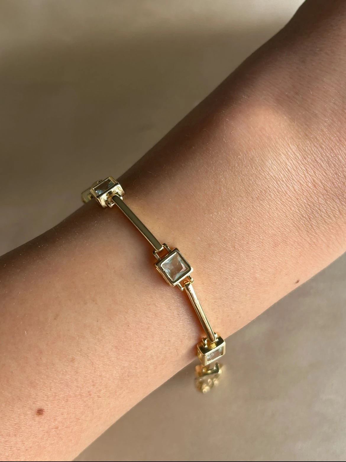 Kare Soft Yeşil Bileklik ( 14k Renk )