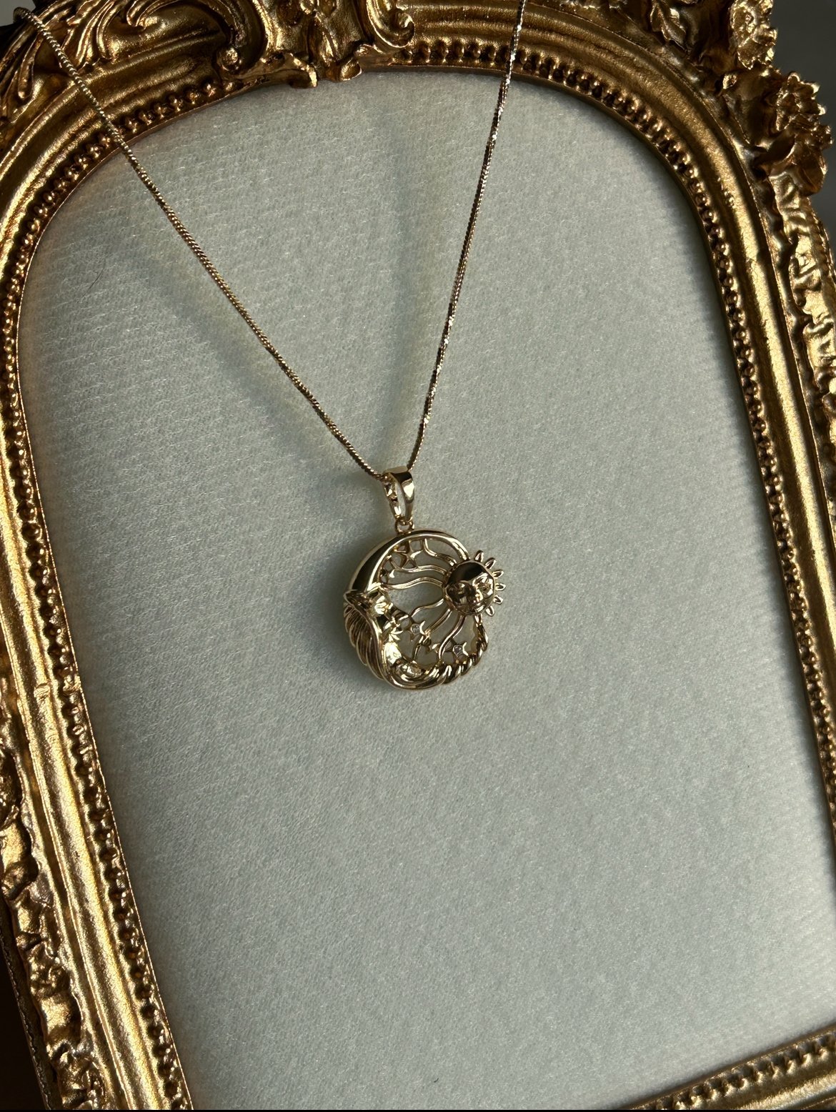 Güneş ve Ay İşleme Kolye ( 14k Renk)