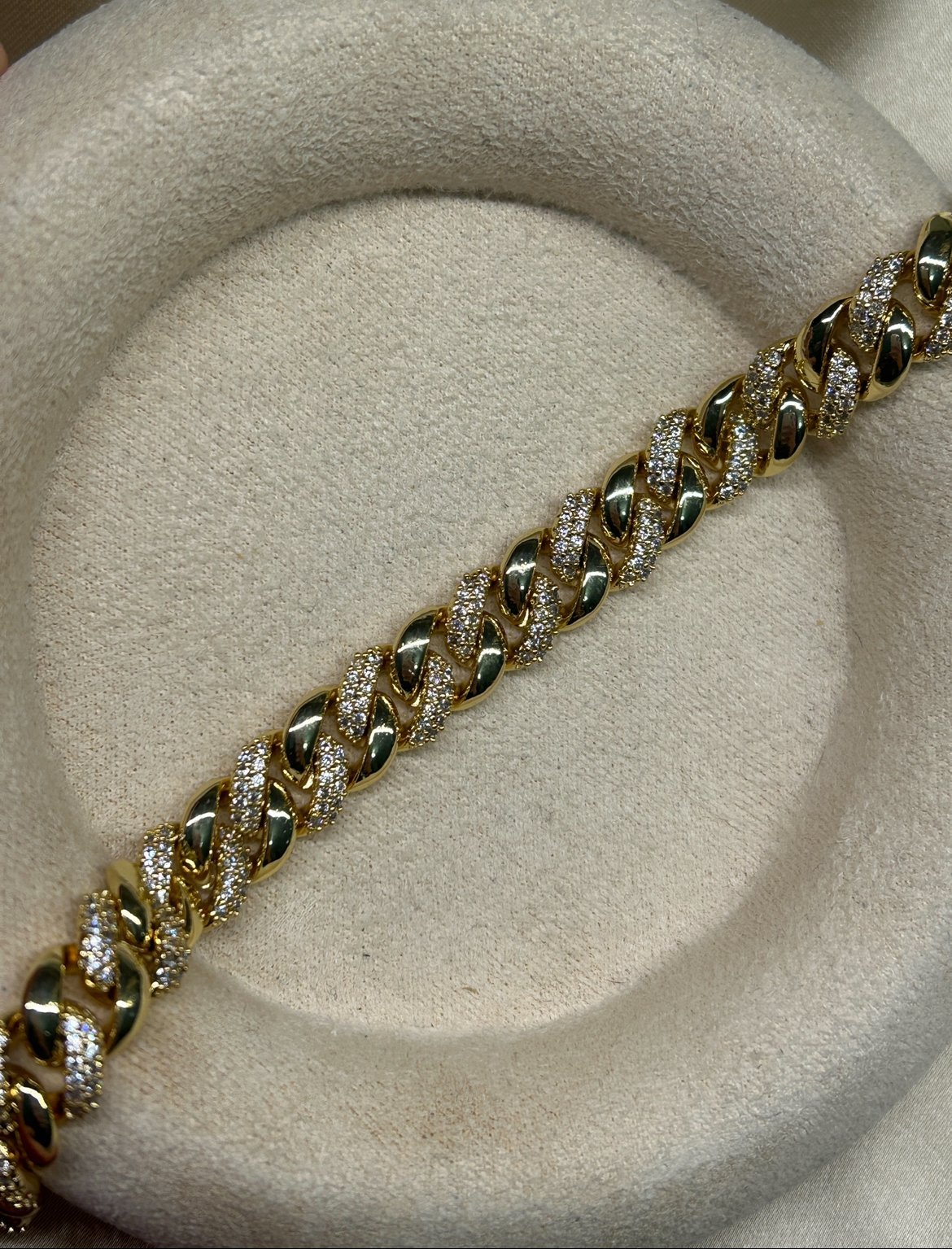 Taşlı Kalın Gurmet Model Bileklik (14k Renk )