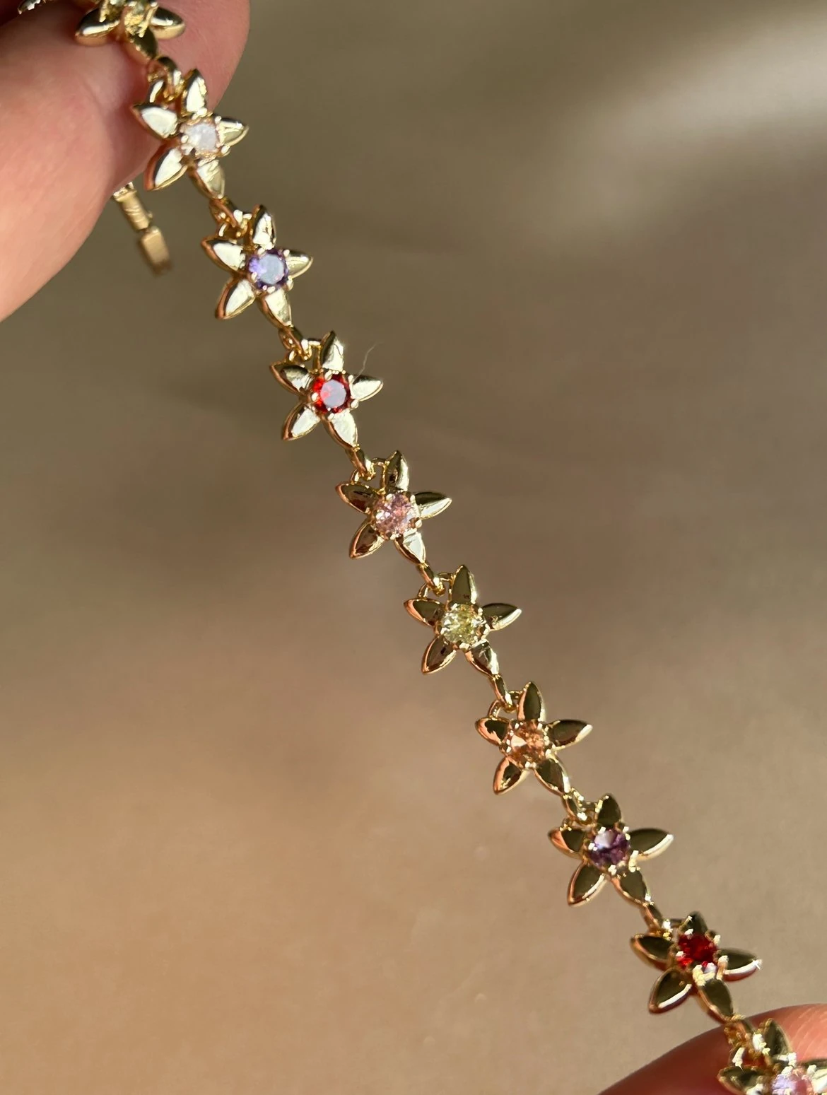 Renkli Taş Yıldız Bileklik ( 14k Renk )