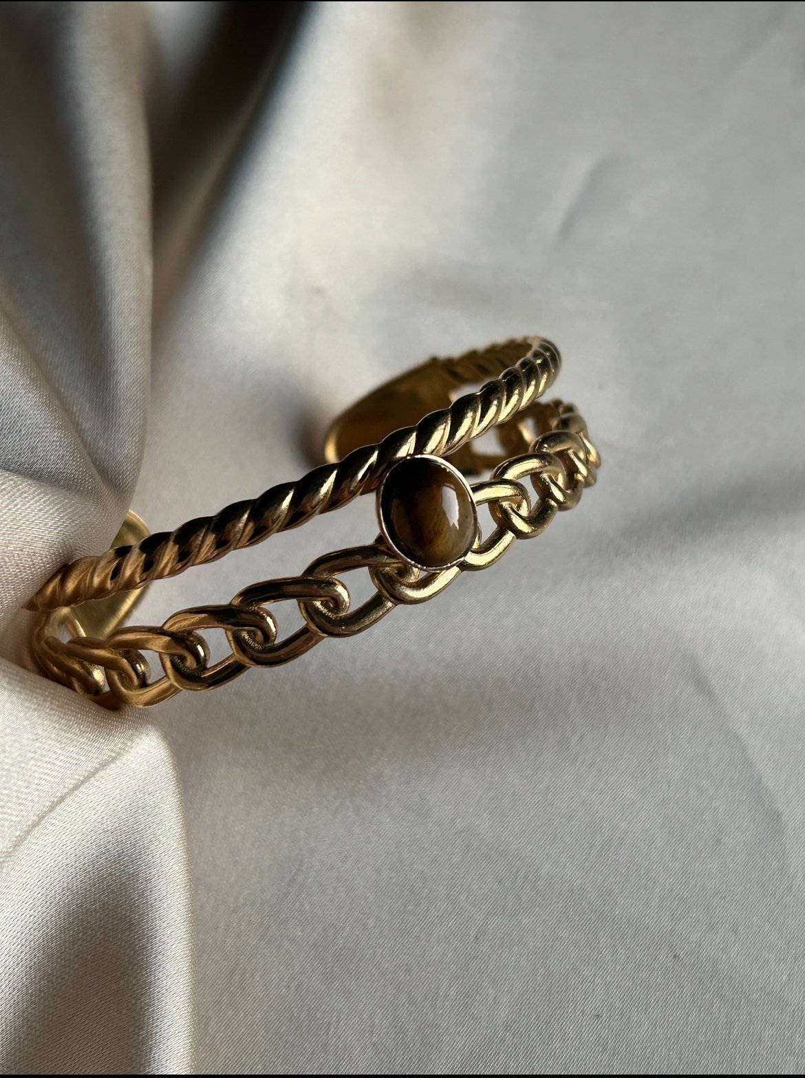 Kahverengi Taş İkili Model Bileklik