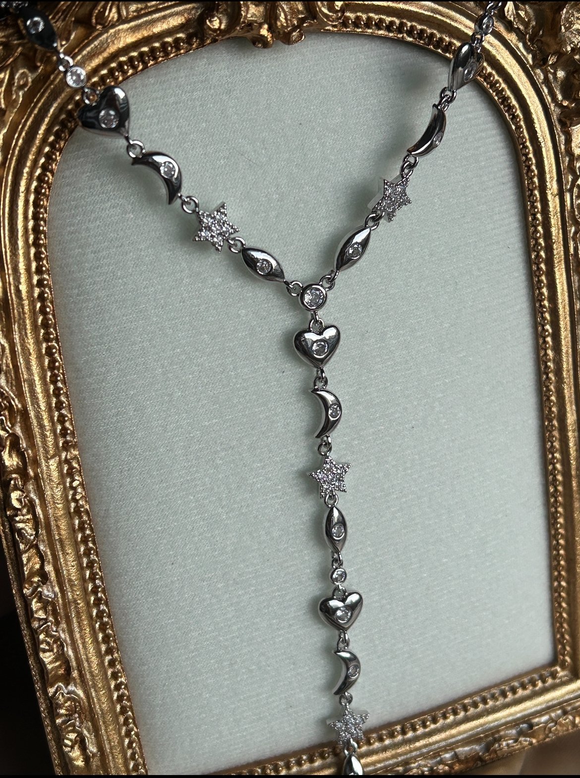 Kalp, Hamsa ve Yıldız Model Kolye ( Gümüş Renk )