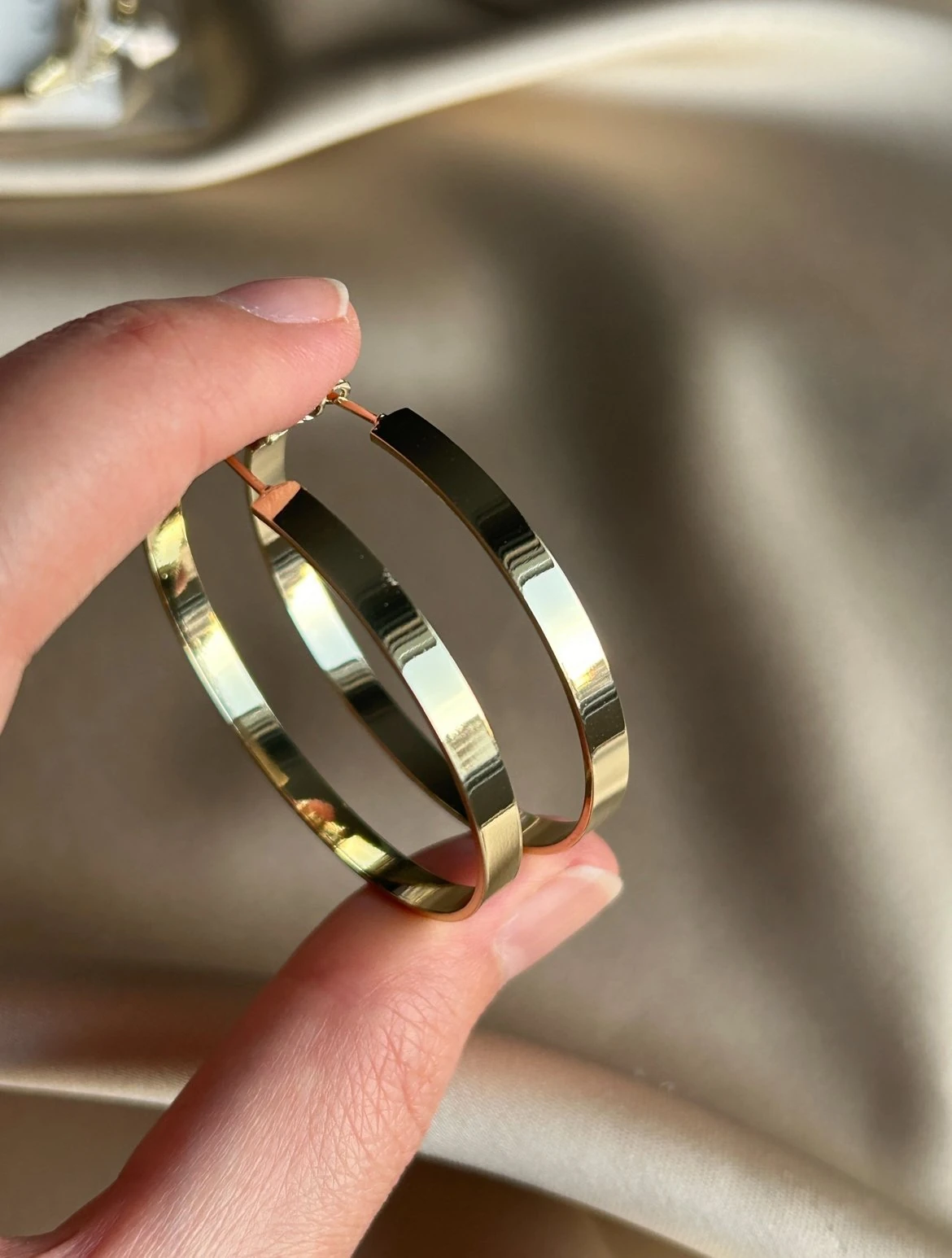 Kesme Model Halka Küpe (14k Renk)