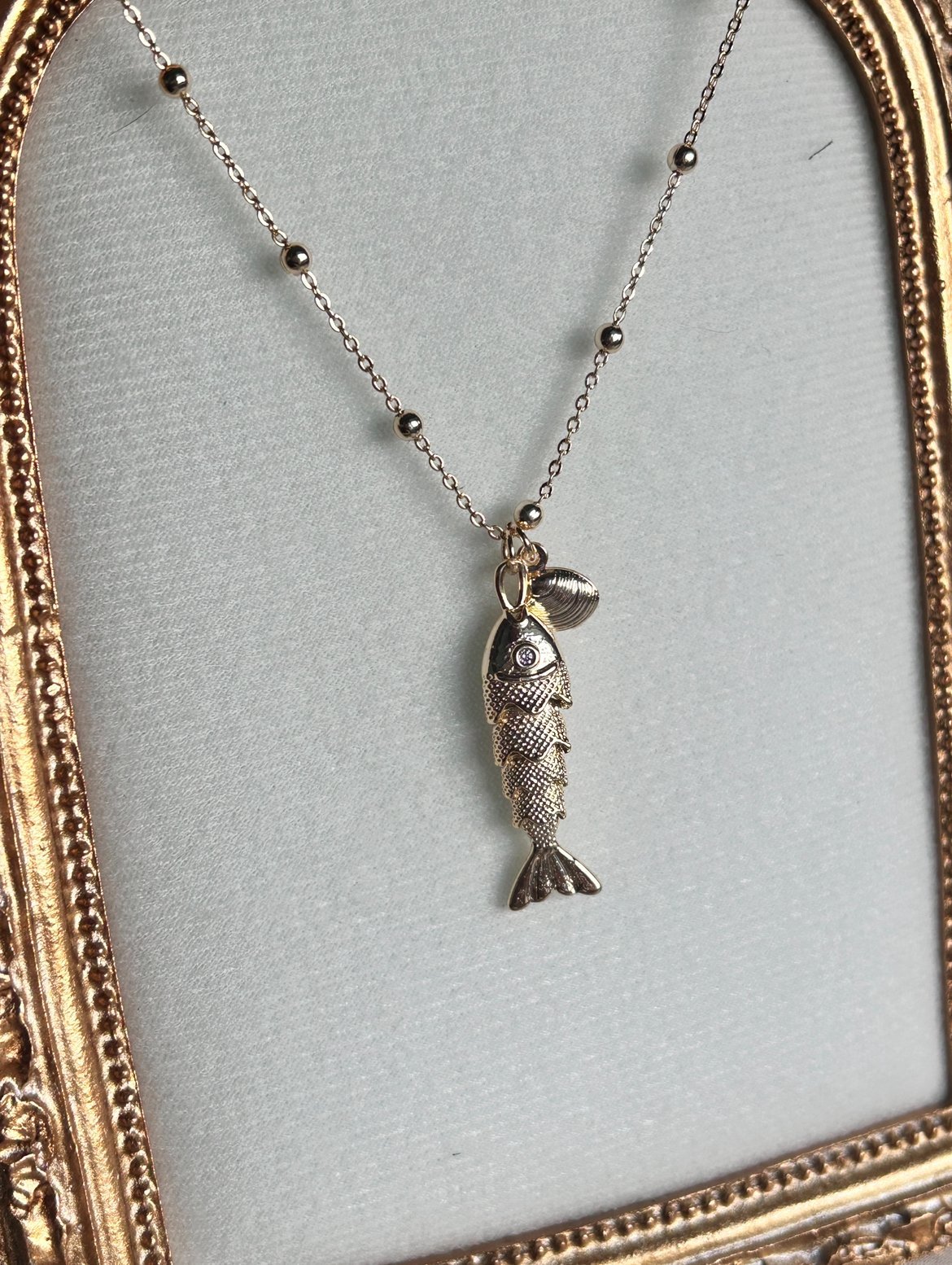 Hareketli Balık Kolye ( 14k Renk) (60 cm )