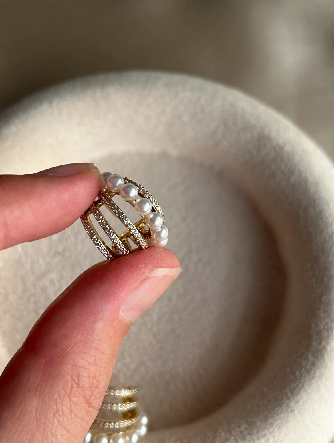 İnci Ve Taşlı Model Küpe