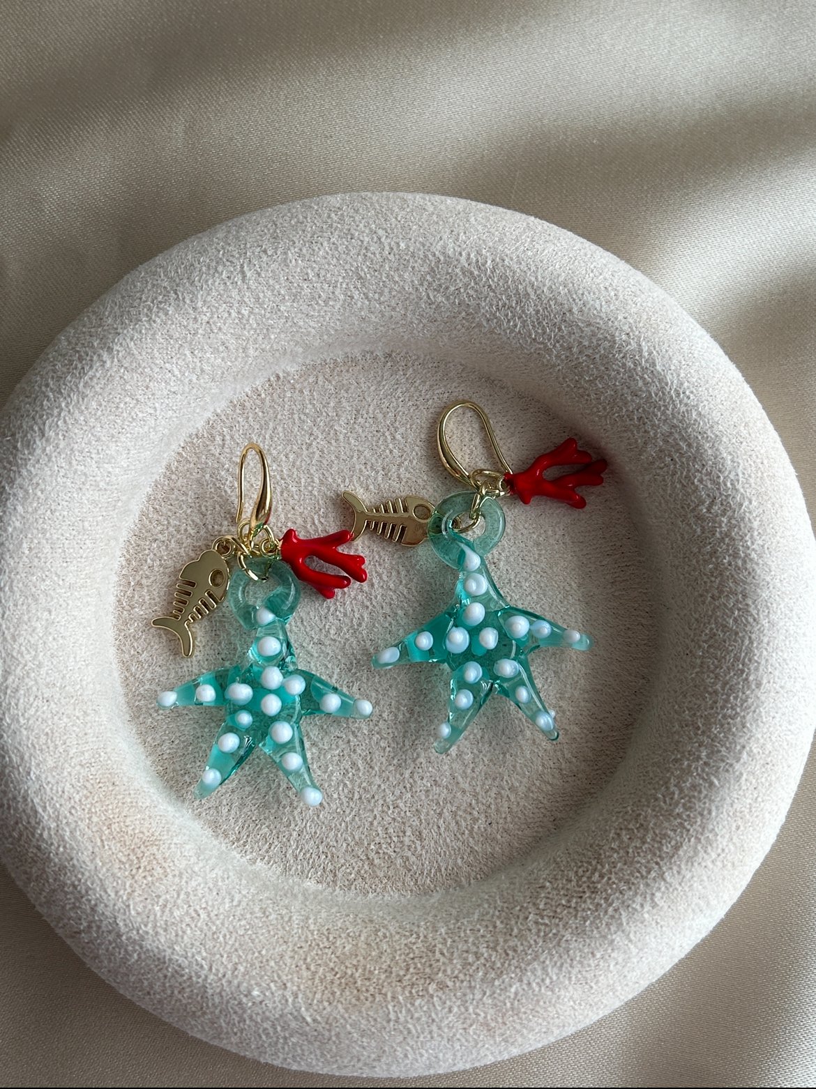 Deniz Yıldızı Murano Cam Küpe