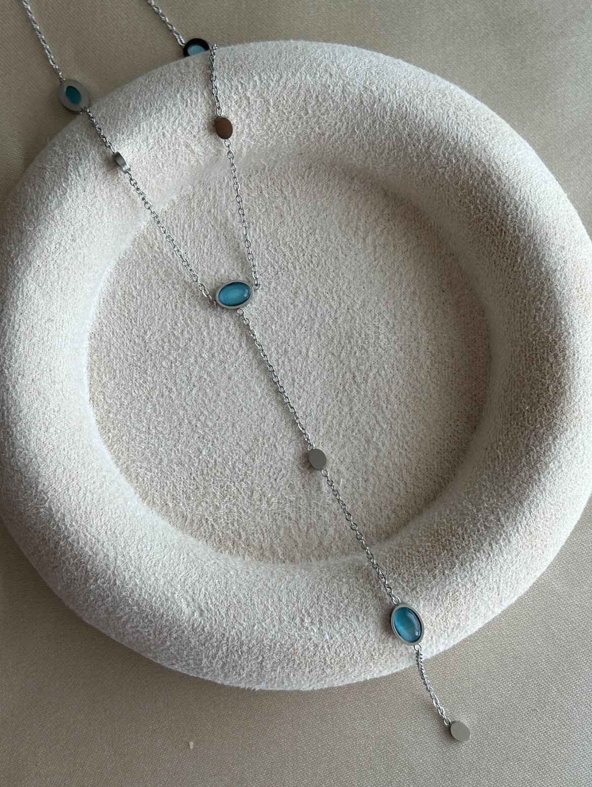 Mavi Taş Y Model Kolye ( gümüş renk )