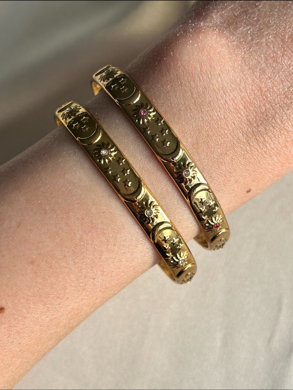 Ay ve Güneş Bileklik ( parlak beyaz taşlı )