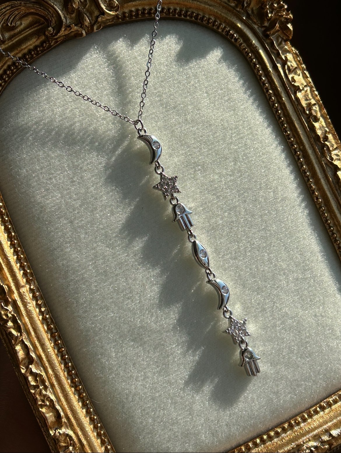 Hamsa, Yıldız Ve Ay Model Kolye ( Gümüş Renk )