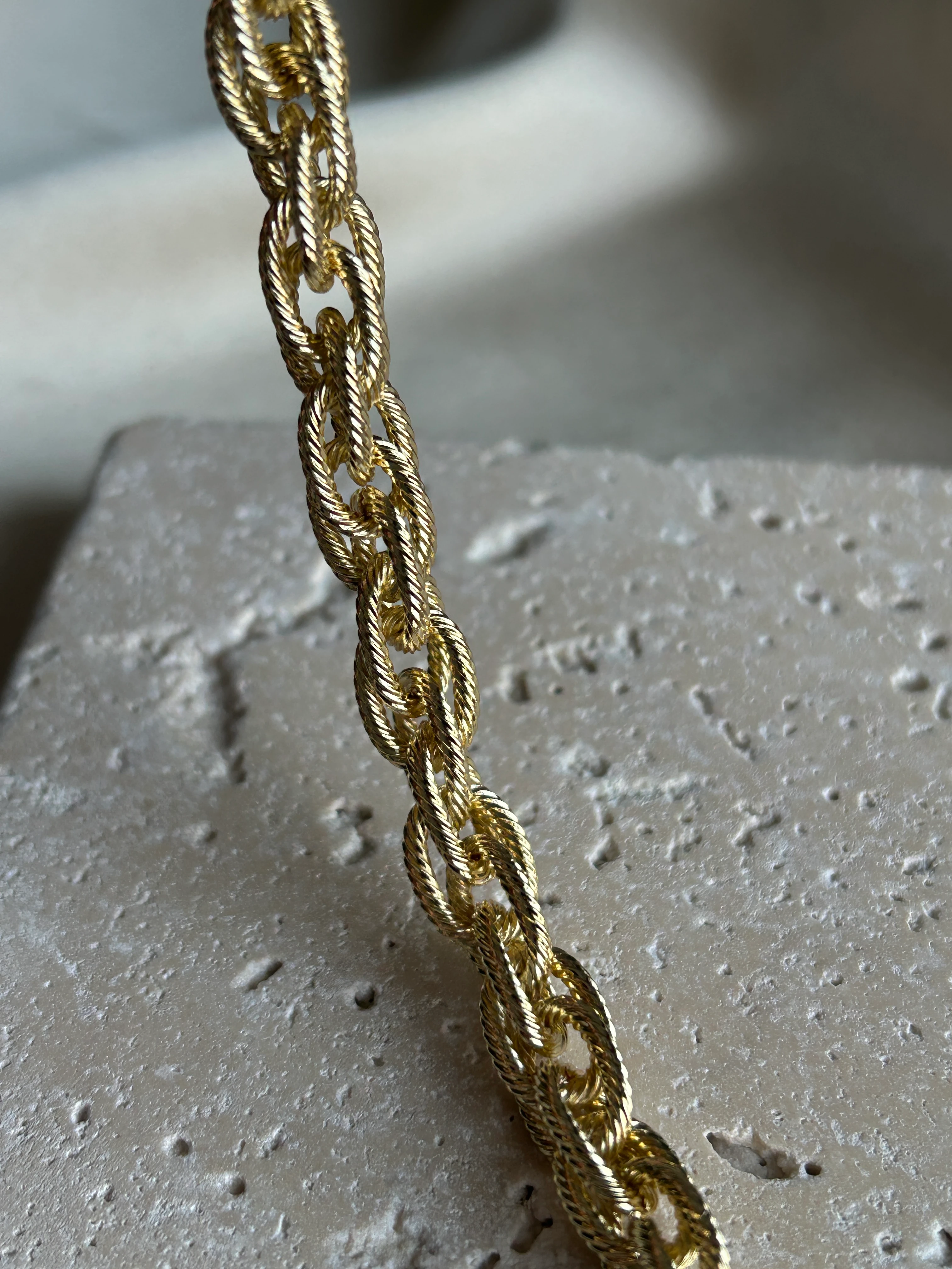 Kalın Zincir Geçme Bileklik ( 14k Renk )