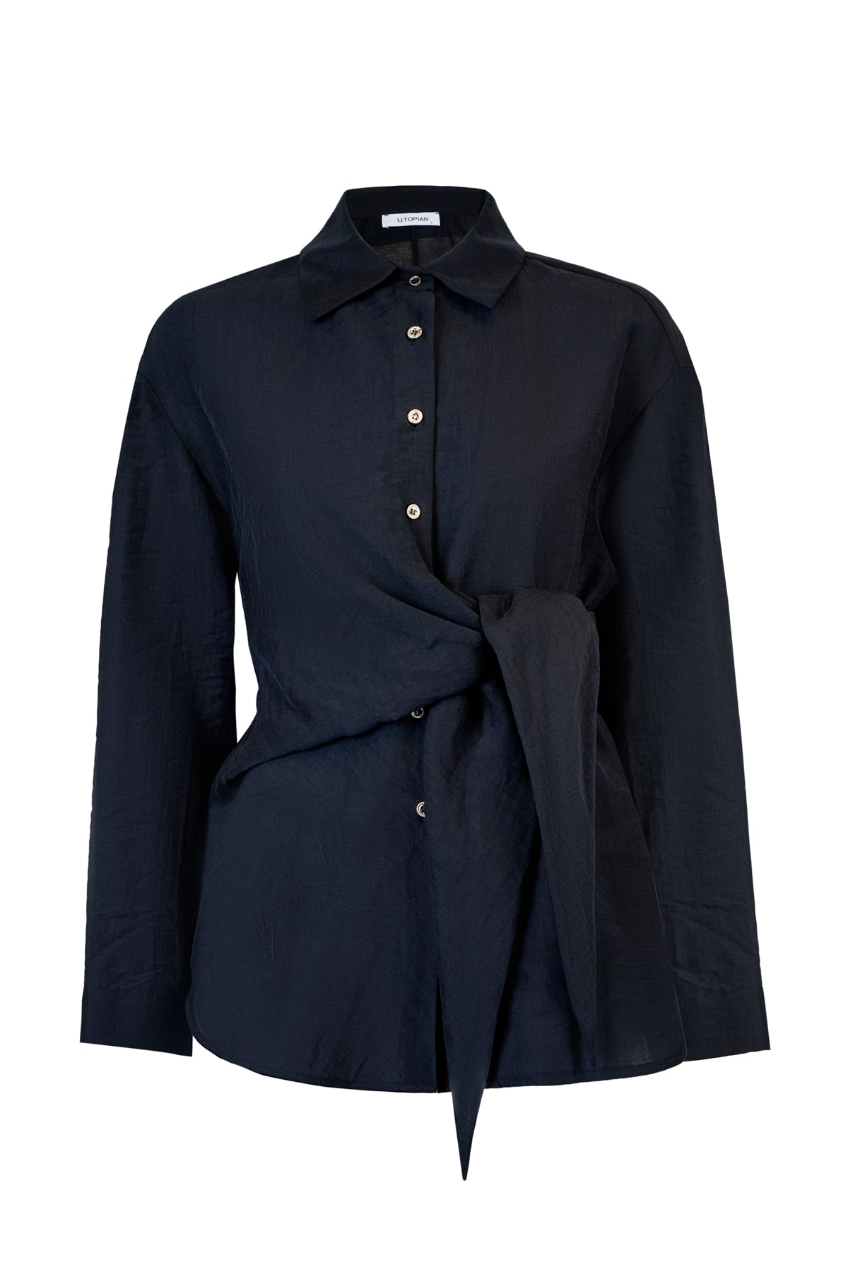 Belden Bağlamalı Asimetrik Bluz