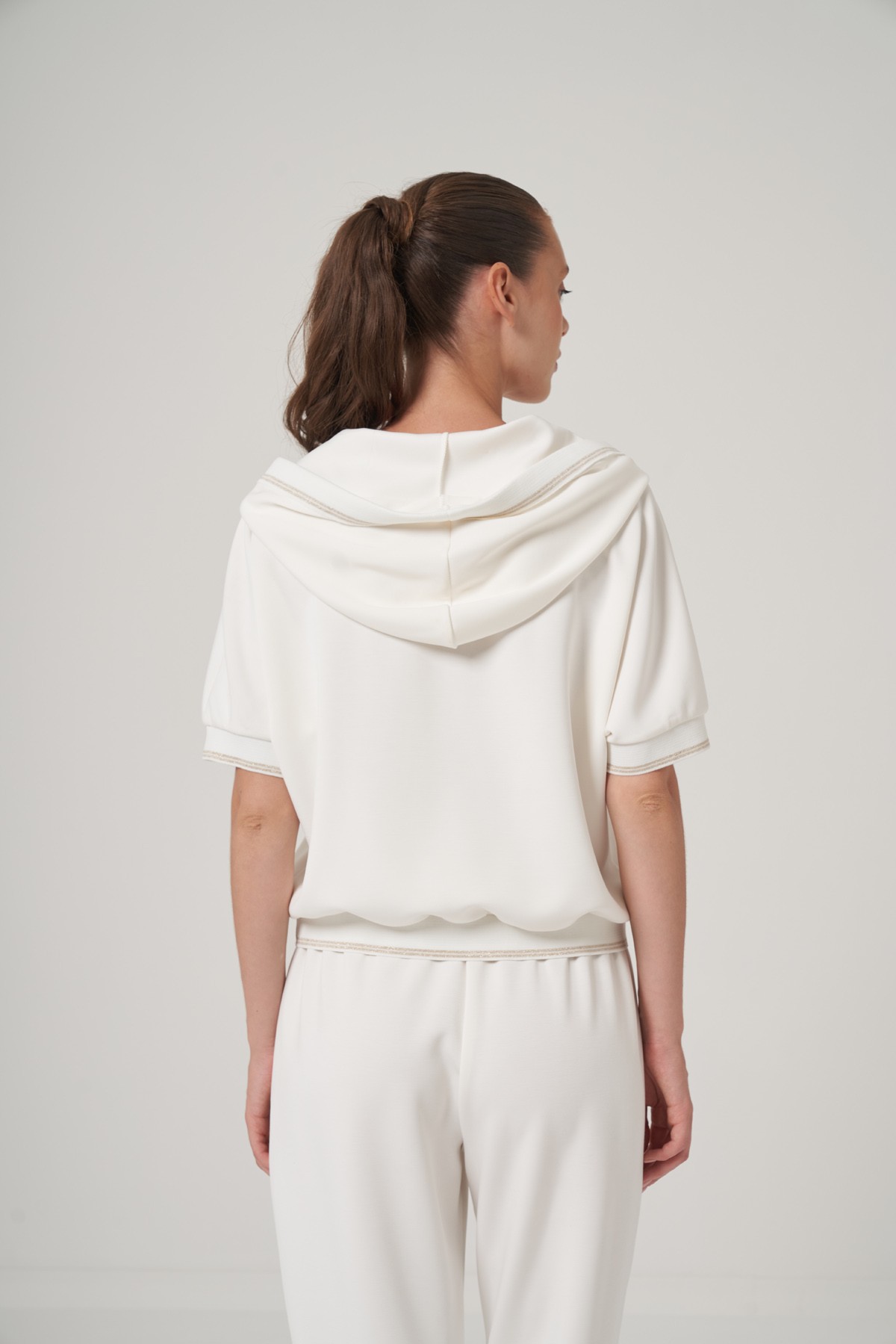 Kapüşonlu Kısa Kol Sweatshirt