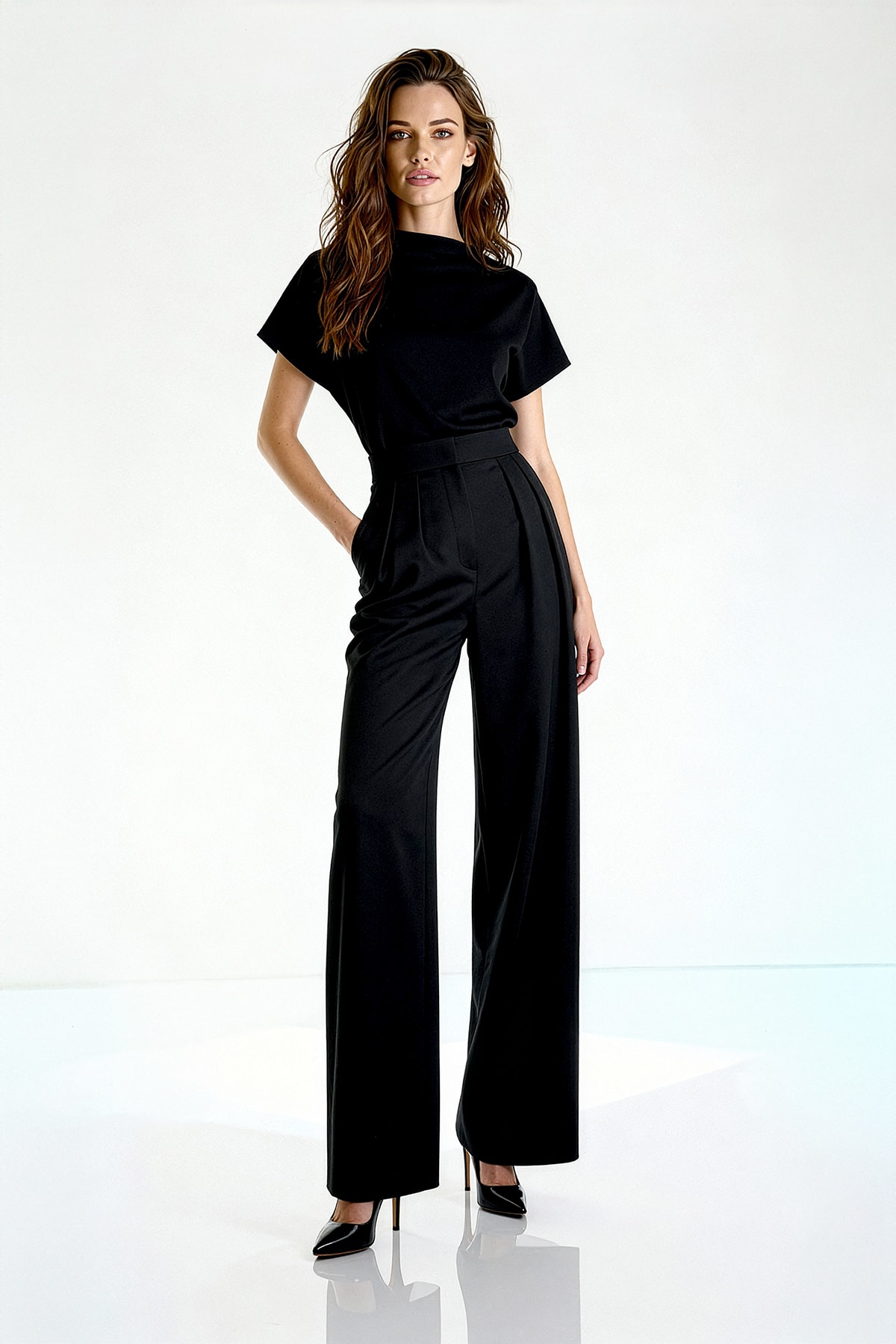 Çift Pileli Regular Pantolon - SİYAH