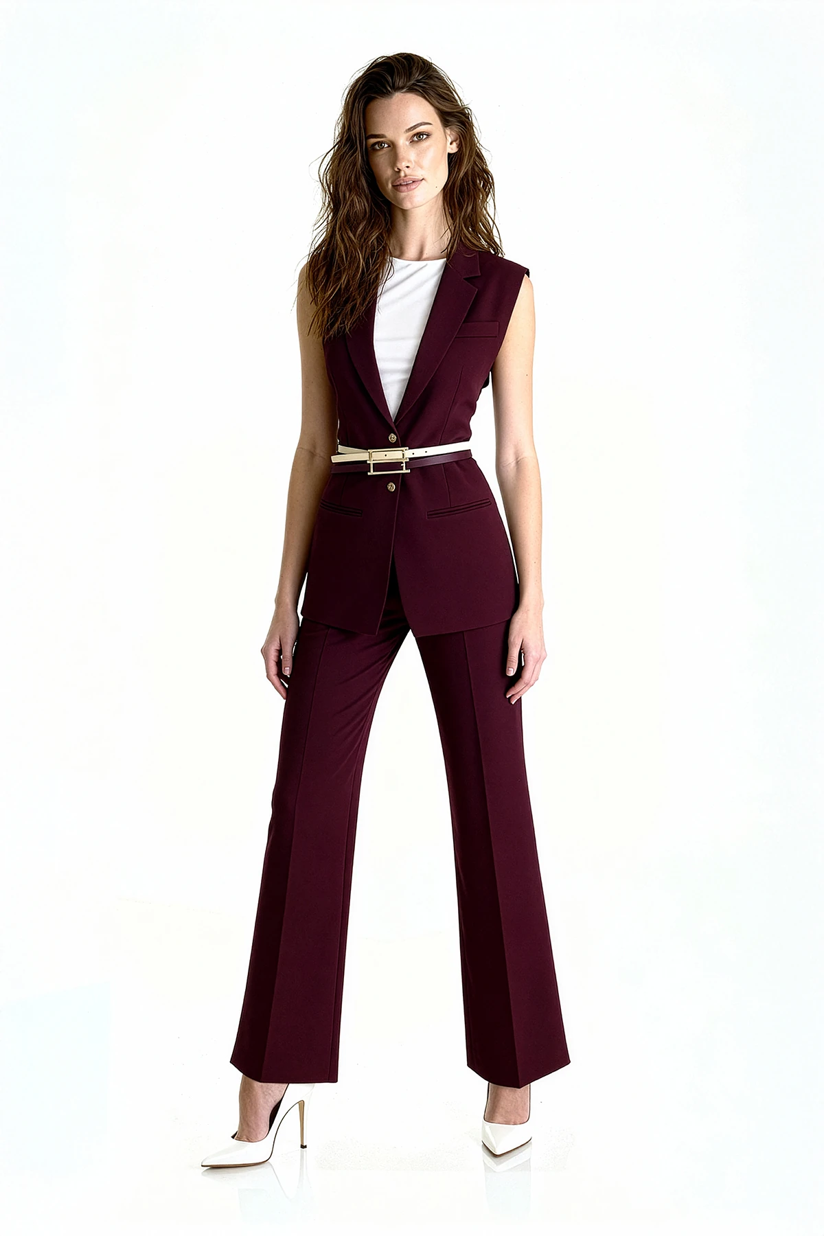 Yan Yırtmaçlı Yelek - BORDO