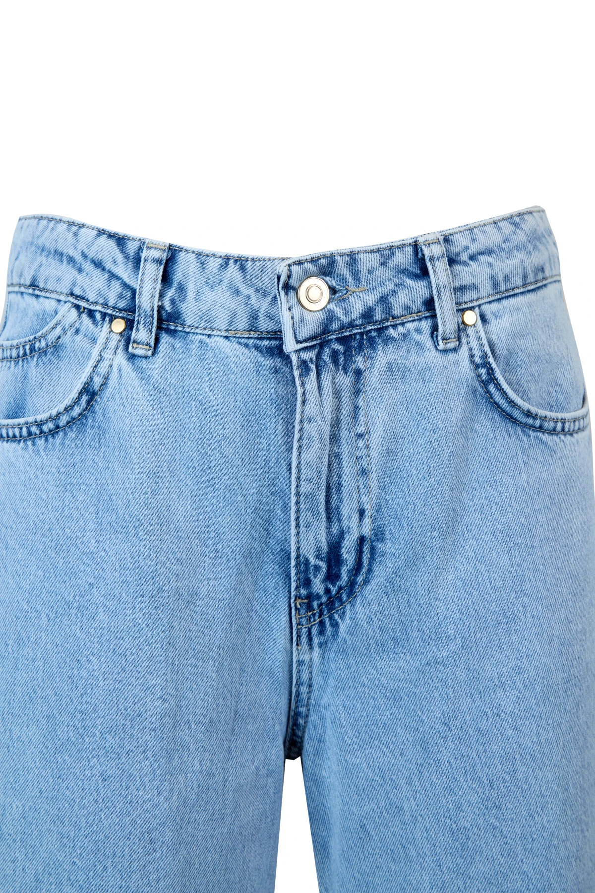 Yüksek Bel Geniş Paça Jean Pantolon