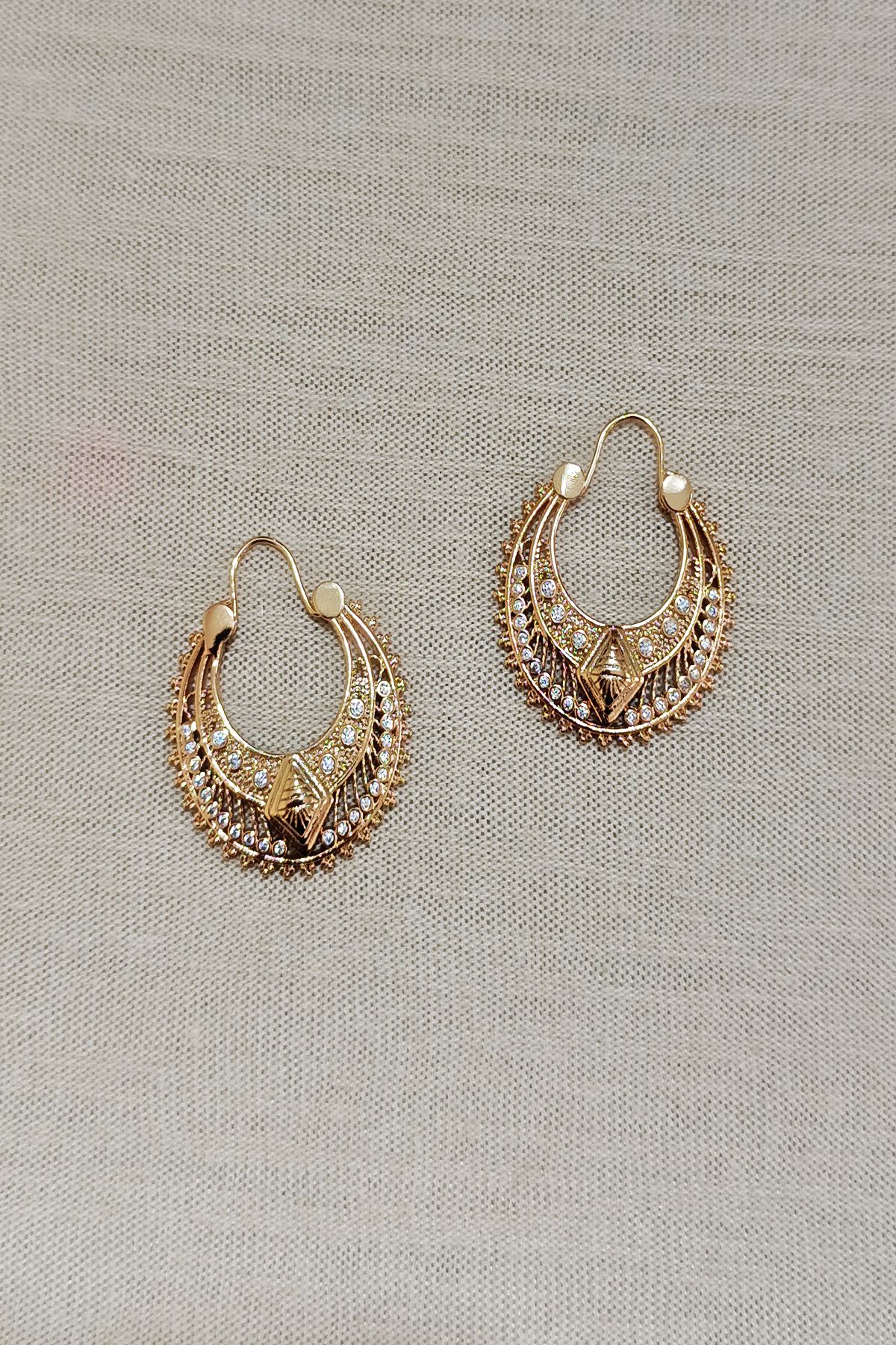 Zirkon Taş Bohem Küpe - GOLD
