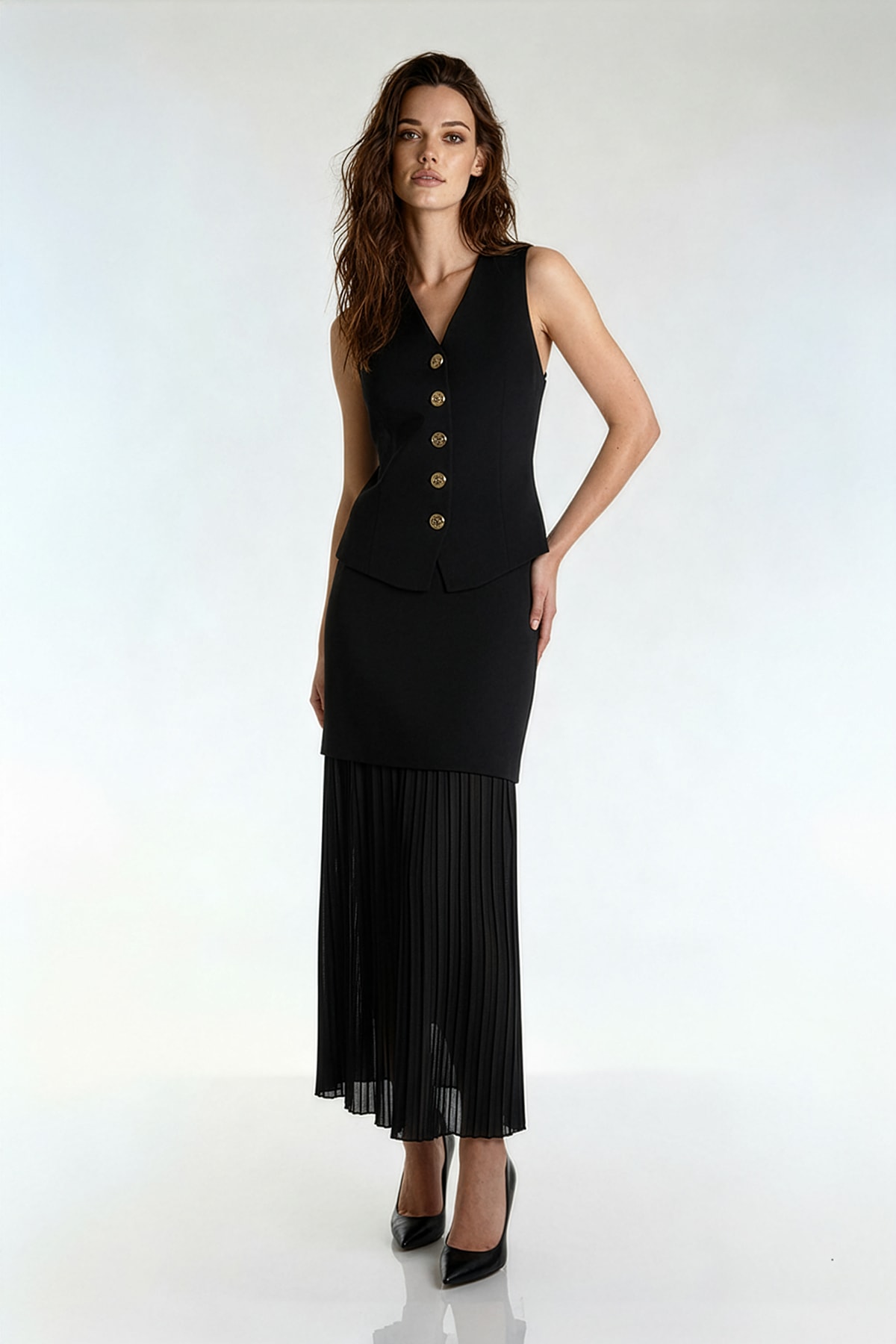 Şifon Astarlı Triko Etek