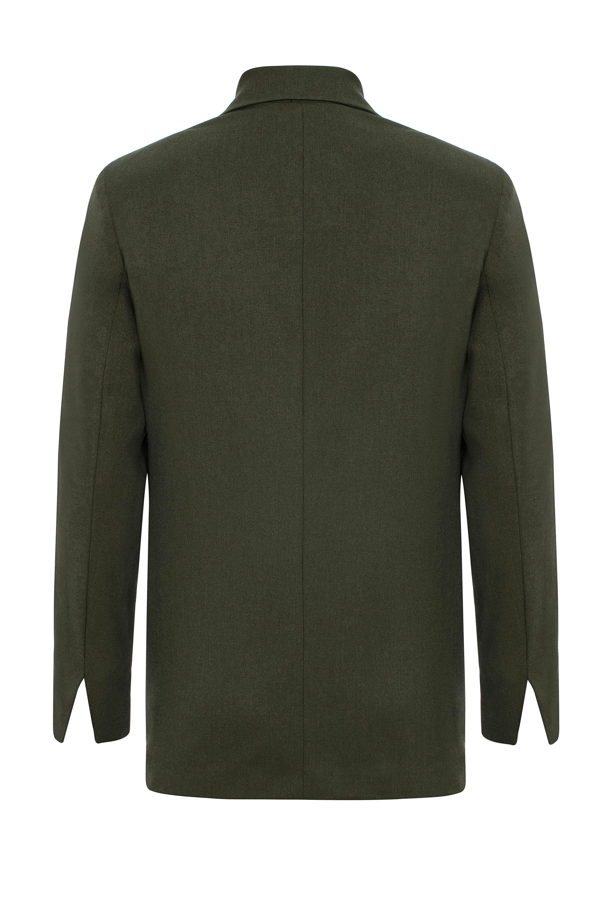 Kruvaze Yaka Kolu Yırtmaçlı Casual Blazer Ceket
