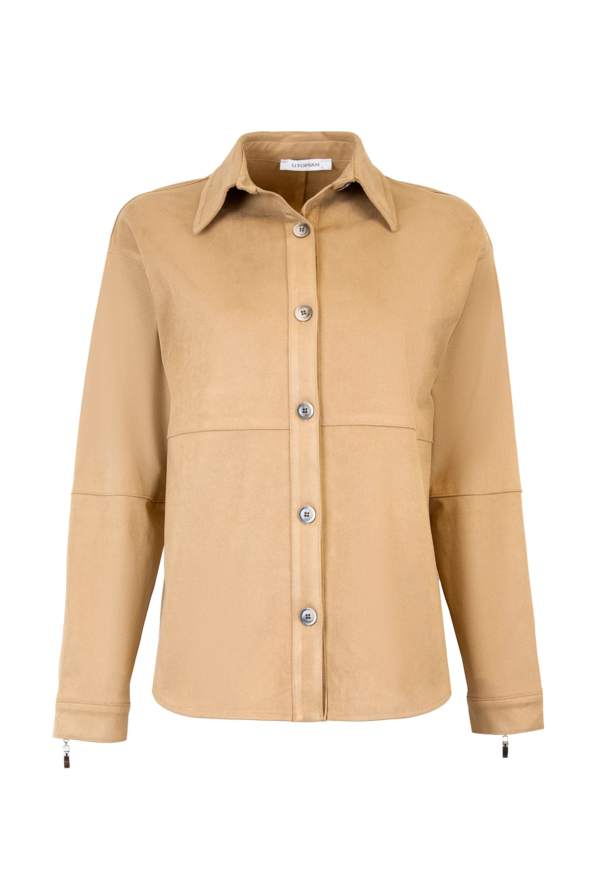 Dikiş Detaylı Süet Gömlek