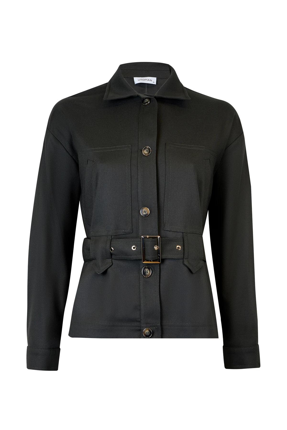 Düğme Detaylı Kemerli Ceket