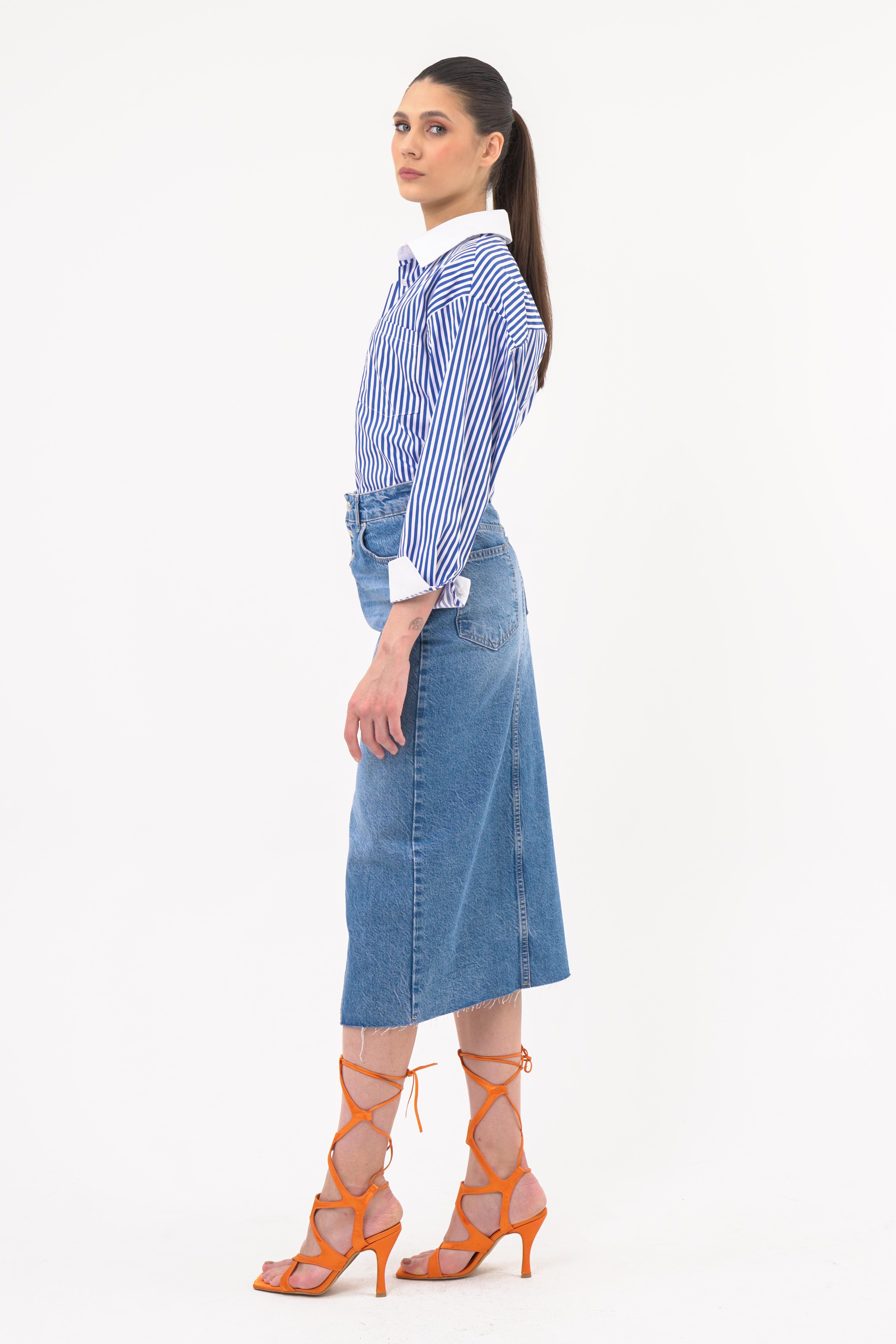 Oversize Çizgili Gömlek