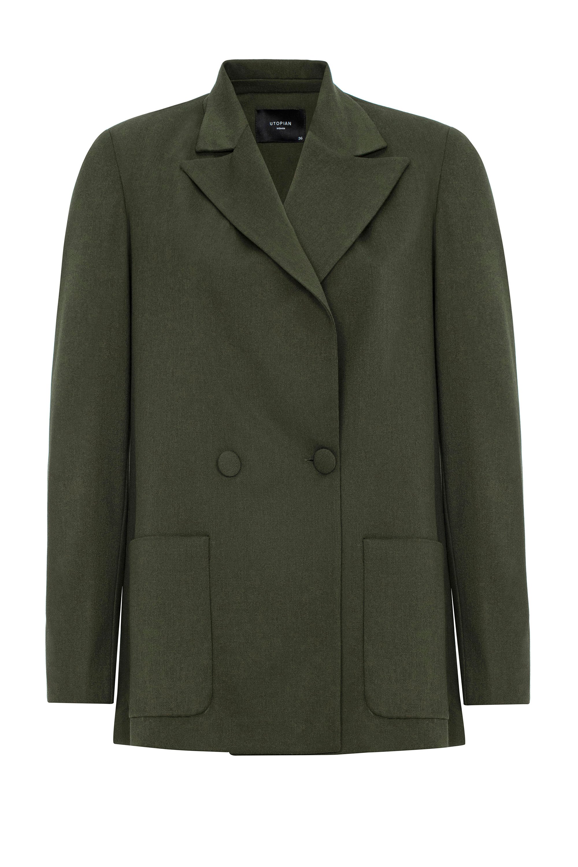 Kruvaze Yaka Kolu Yırtmaçlı Casual Blazer Ceket