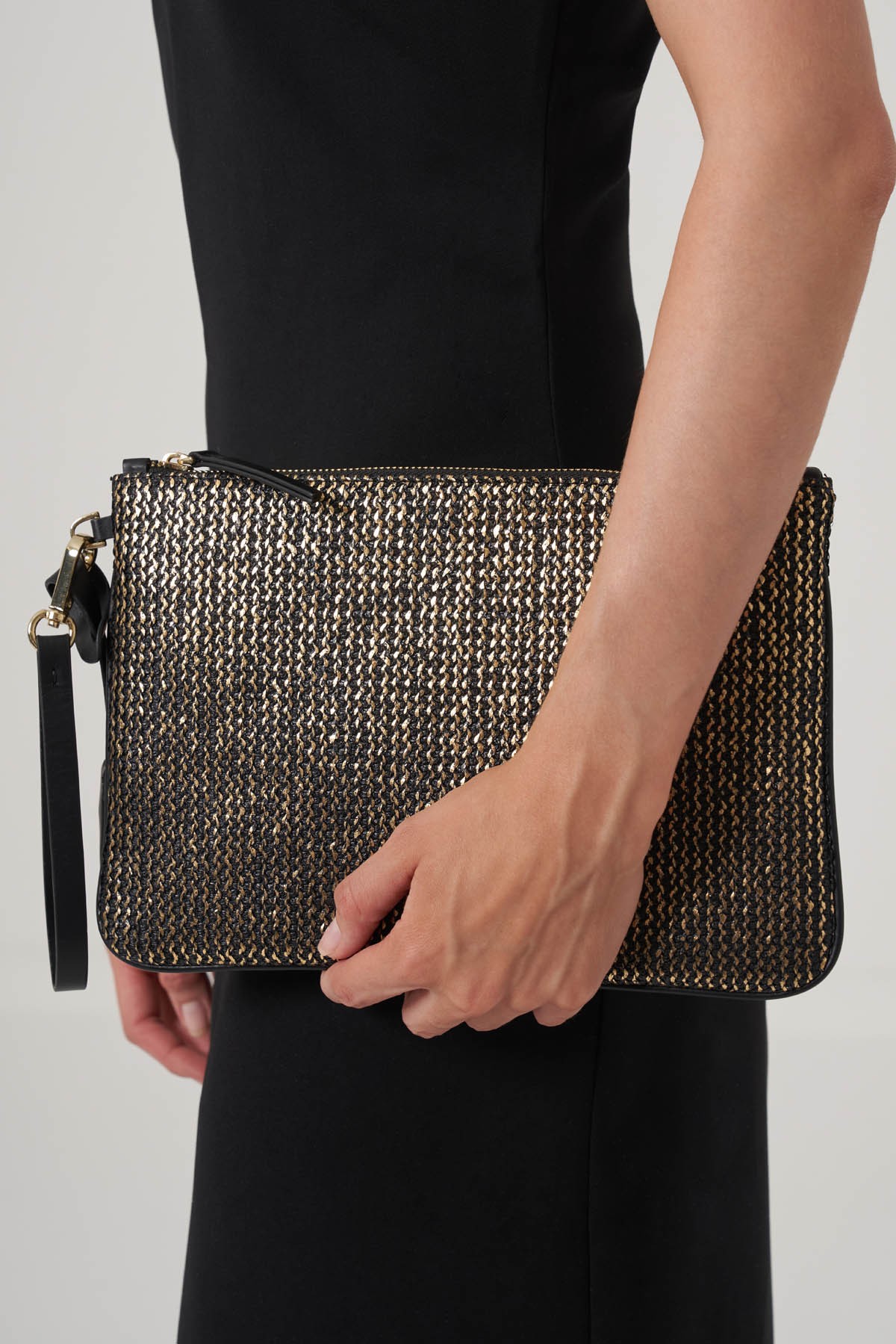 Hasır Doku Deri Clutch