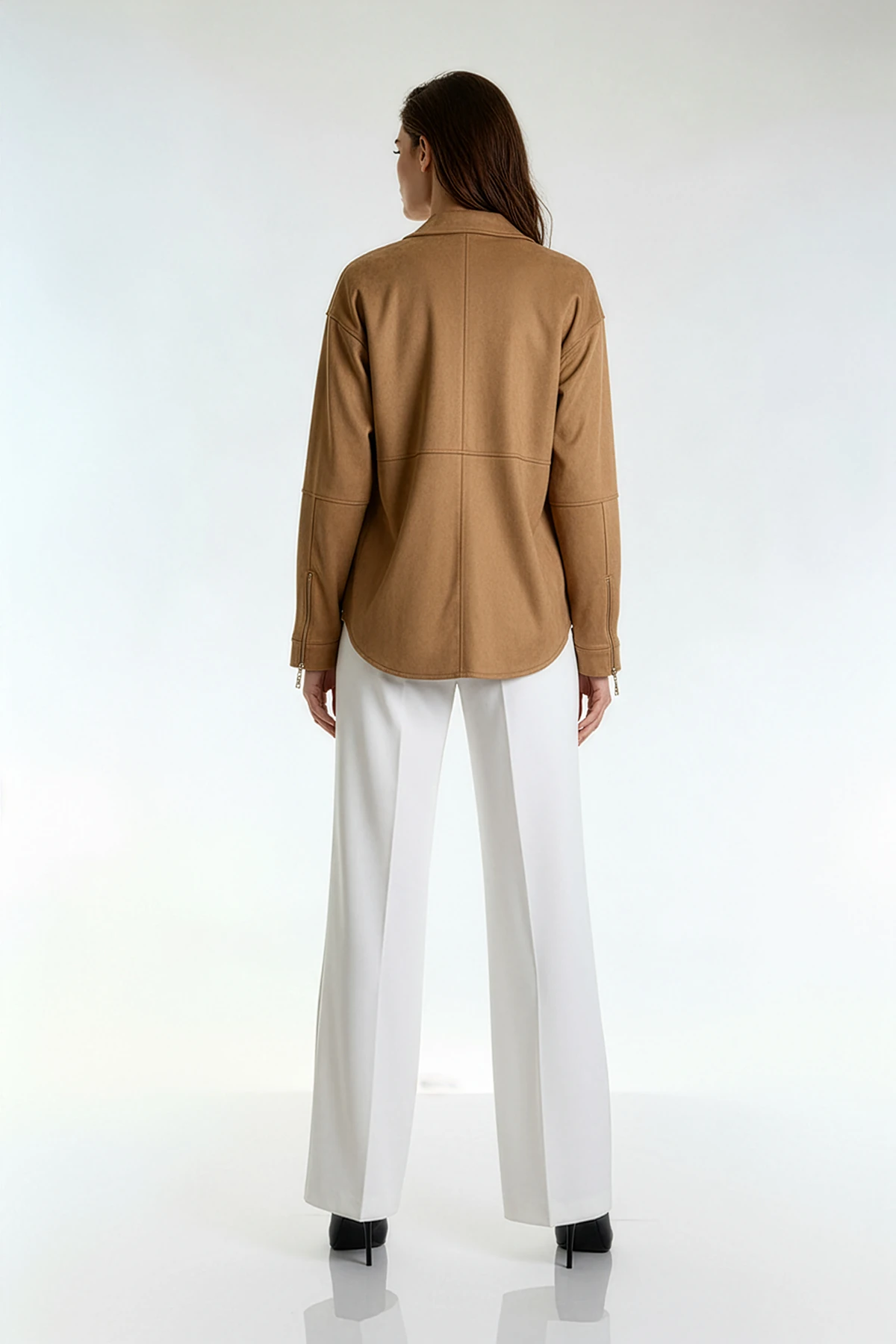 Dikiş Detaylı Süet Gömlek