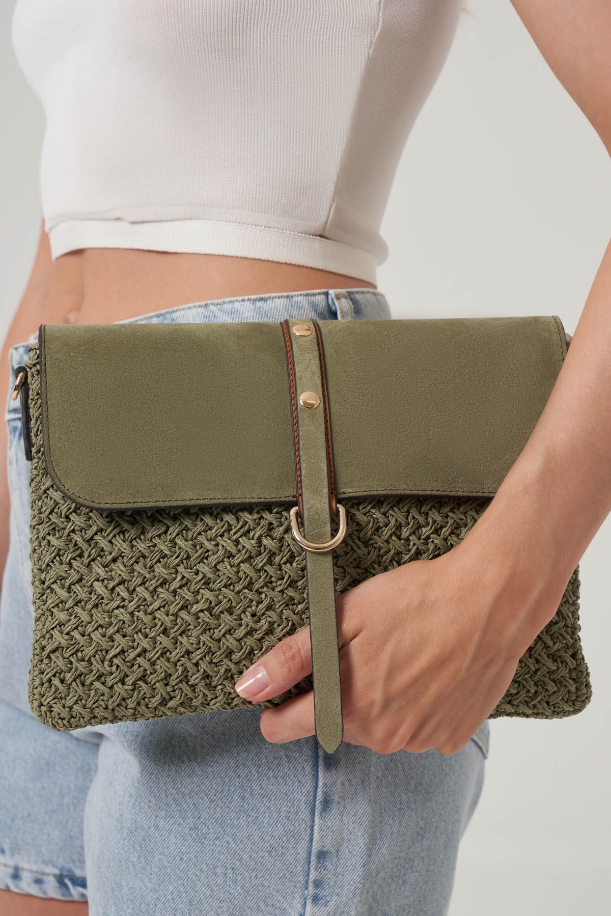 Tokalı Örgü Clutch