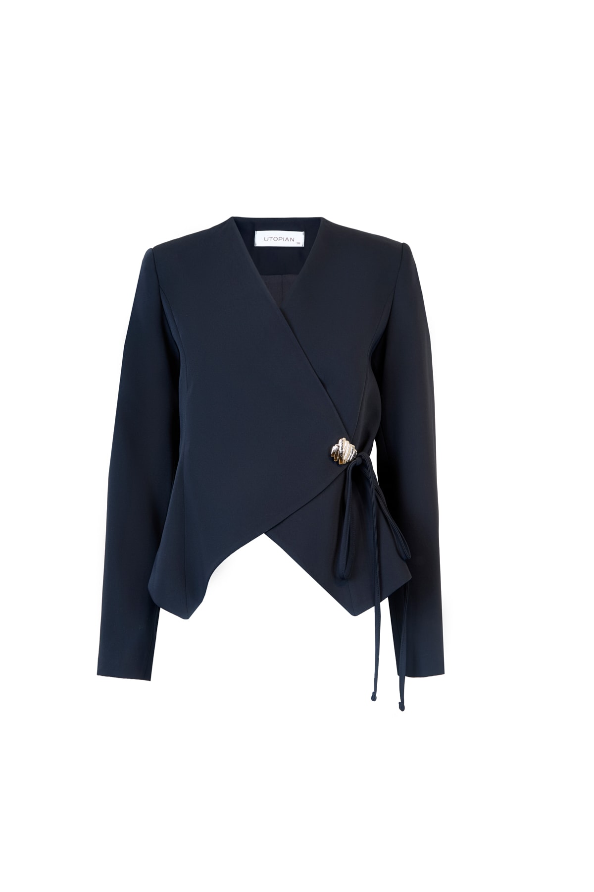 Bel Bağlamalı Asimetrik Ceket